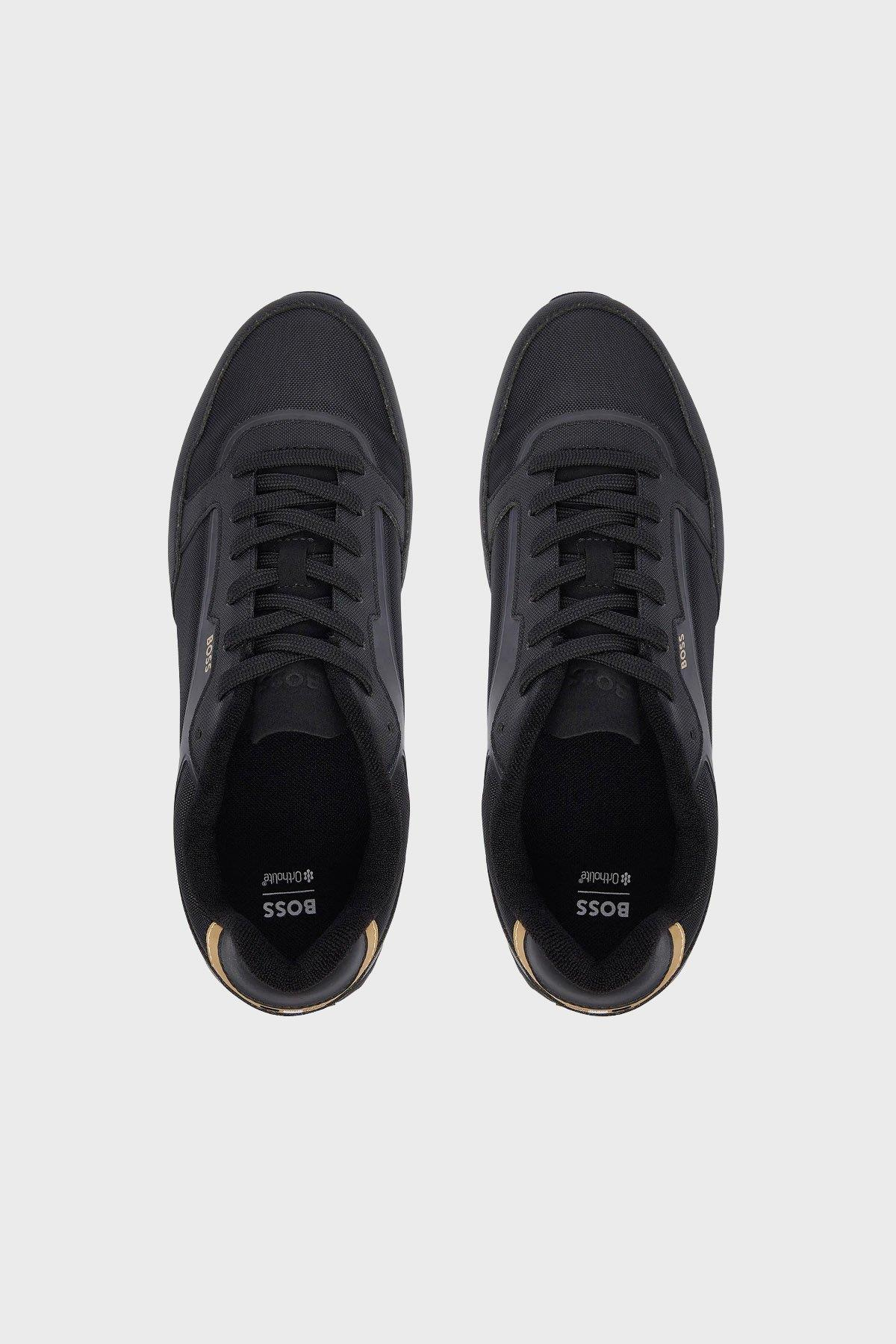 BOSS  BOSS Erkek Kalın Topuk Deri Bağcıklı Rahat Taban Siyah Sneaker 50552914-007