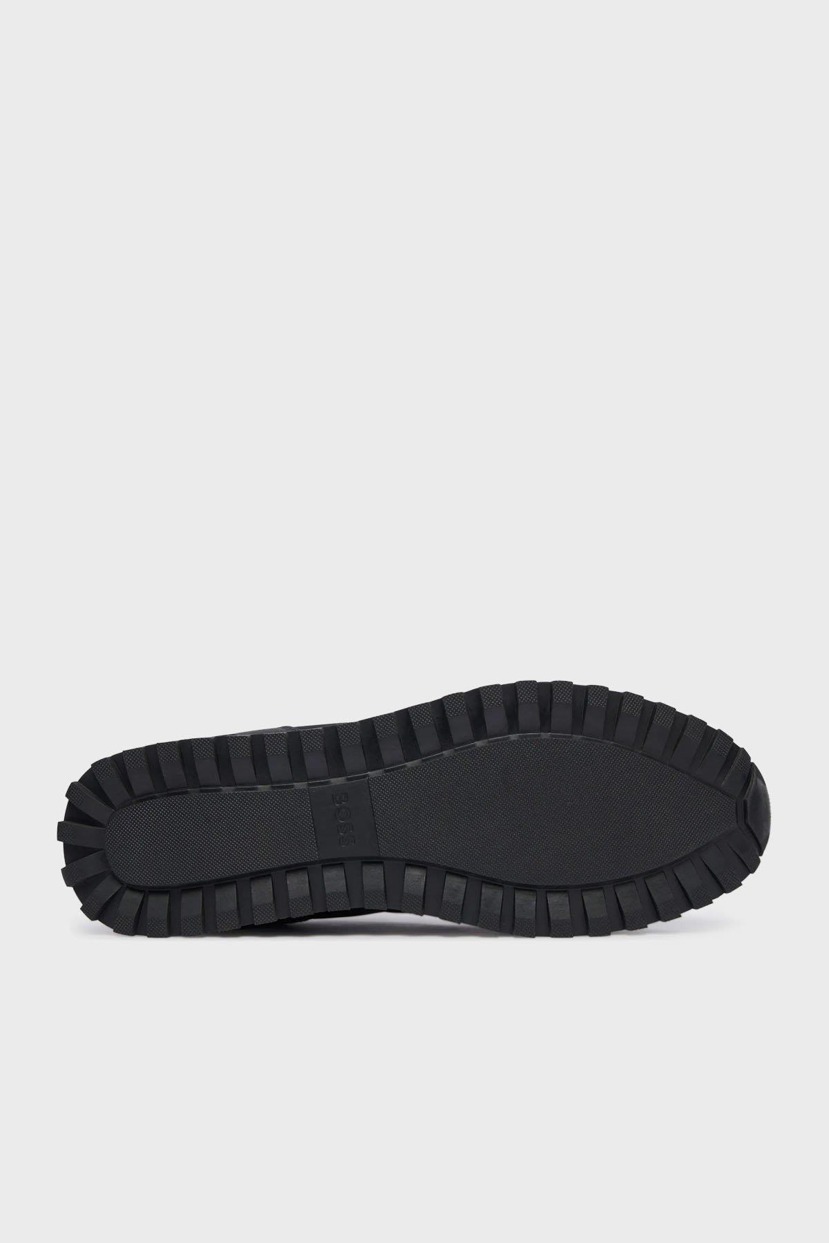 BOSS  BOSS Erkek Kalın Topuk Deri Bağcıklı Rahat Taban Siyah Sneaker 50552914-007