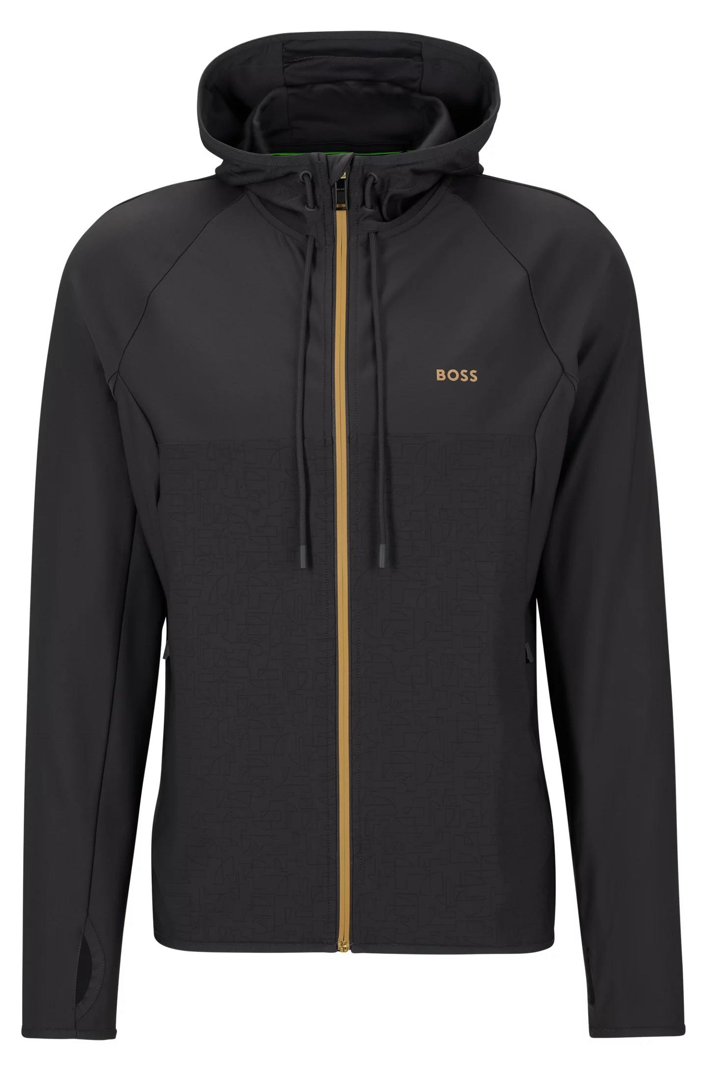 BOSS BOSS Erkek Kapşonlu Yaka Fermuarlı Uzun Kollu Gri Sweatshirt 50493465-027