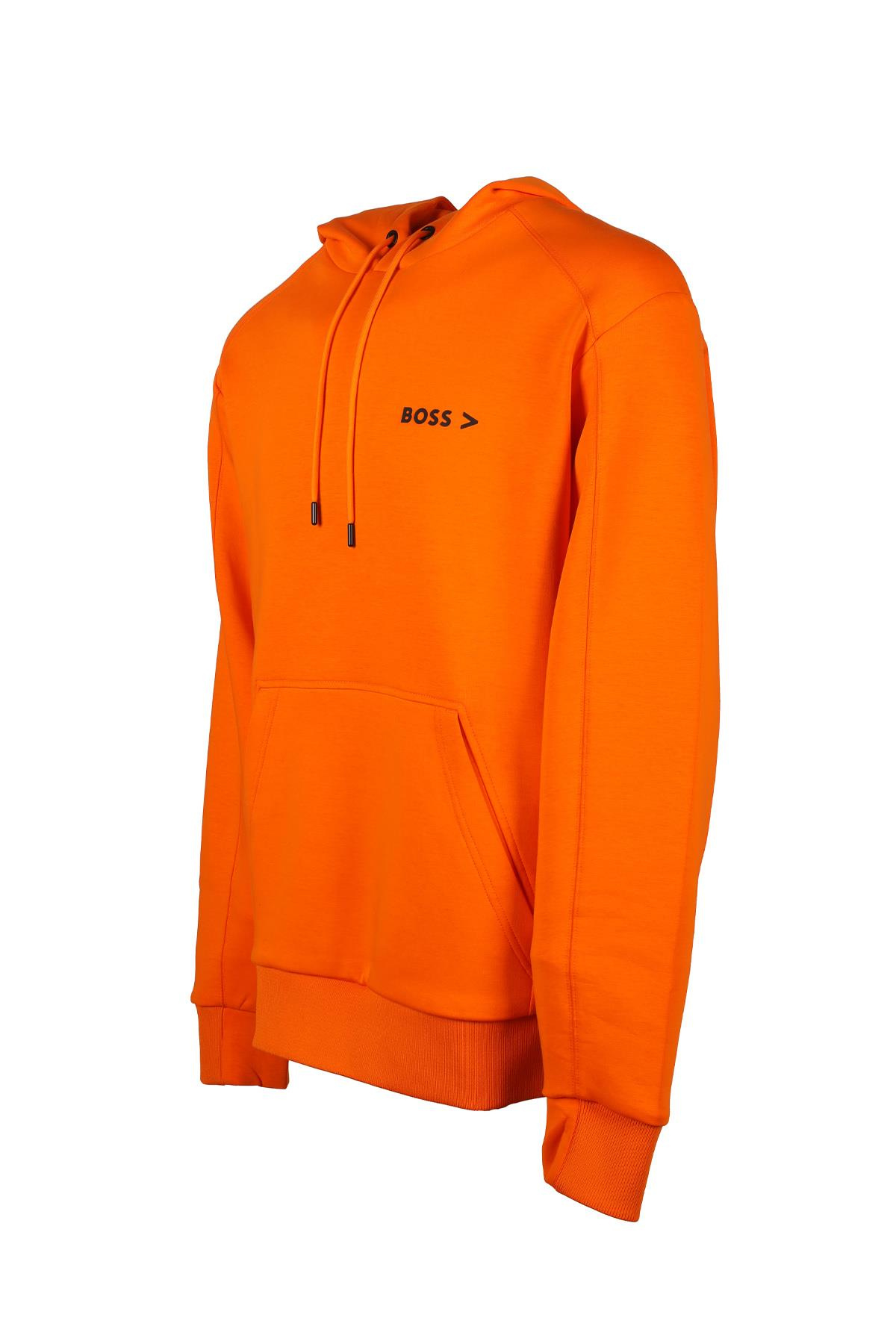 BOSS BOSS Erkek Kapüşonlu Uzun Kol Logolu Turuncu Sweatshirt 50486247-829