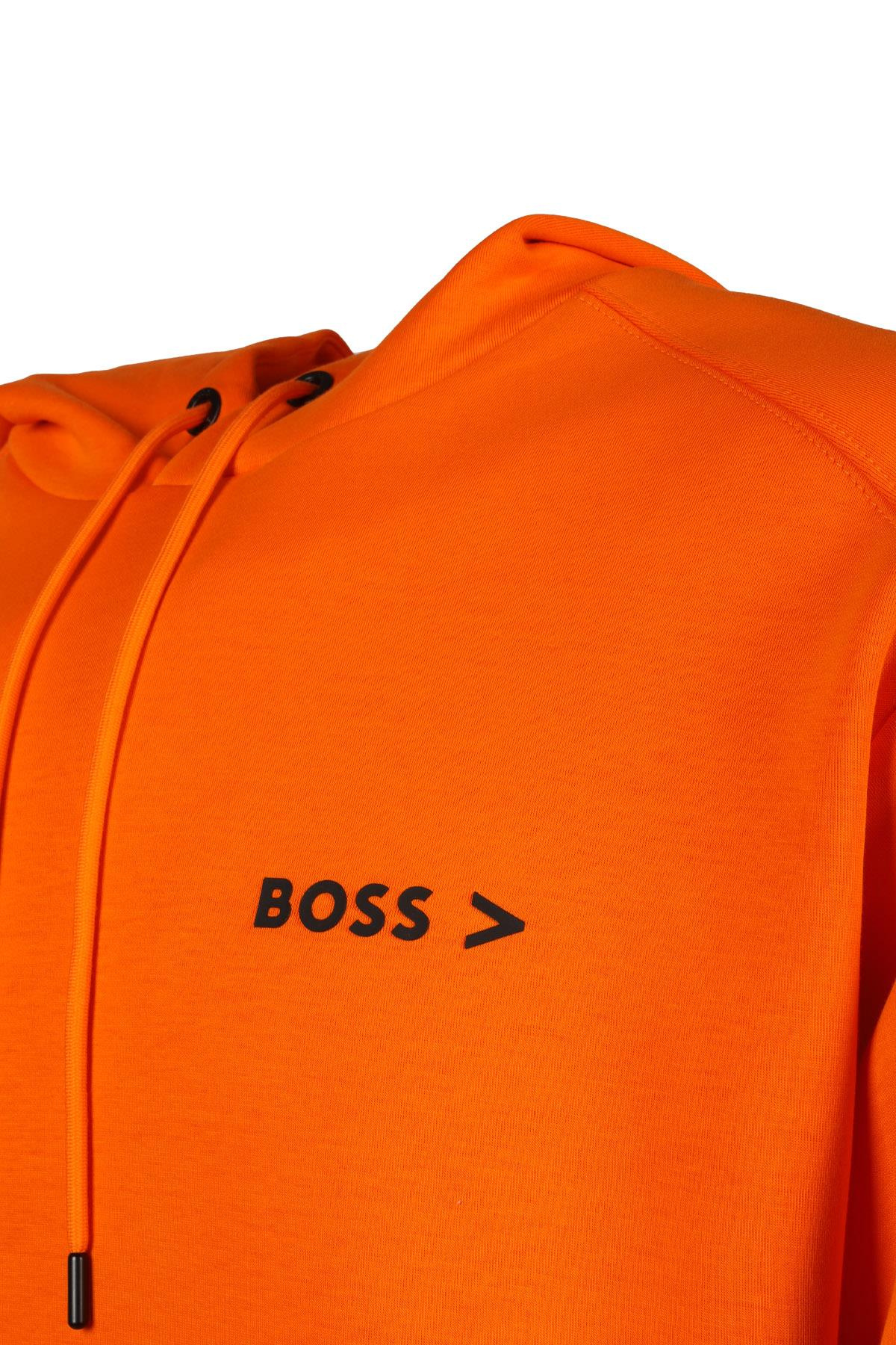 BOSS BOSS Erkek Kapüşonlu Uzun Kol Logolu Turuncu Sweatshirt 50486247-829