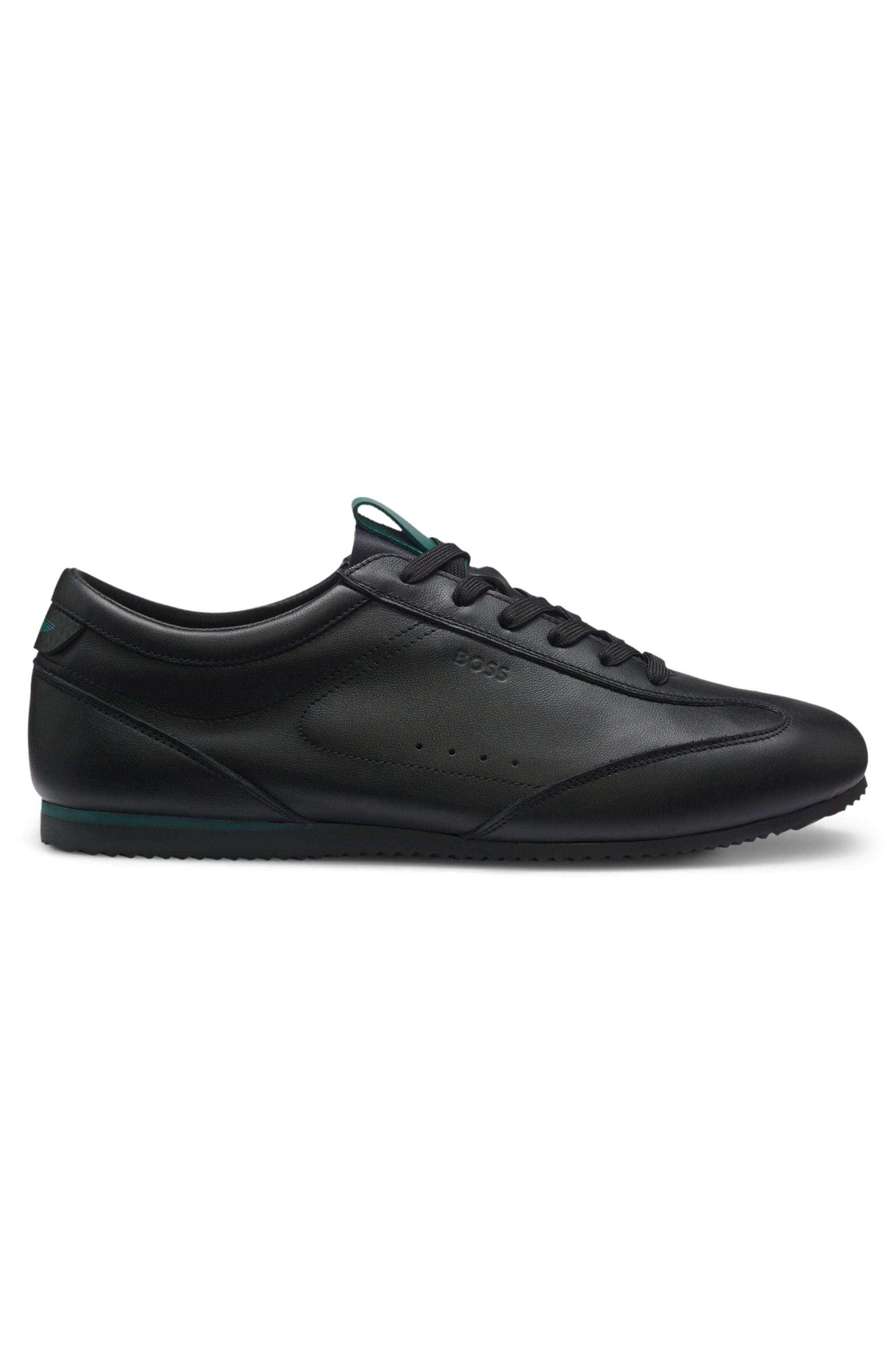 BOSS  BOSS Erkek Karbon Fiber Detaylı Rahat Tabanlı Hakiki Deri Siyah Sneaker 50570018-003