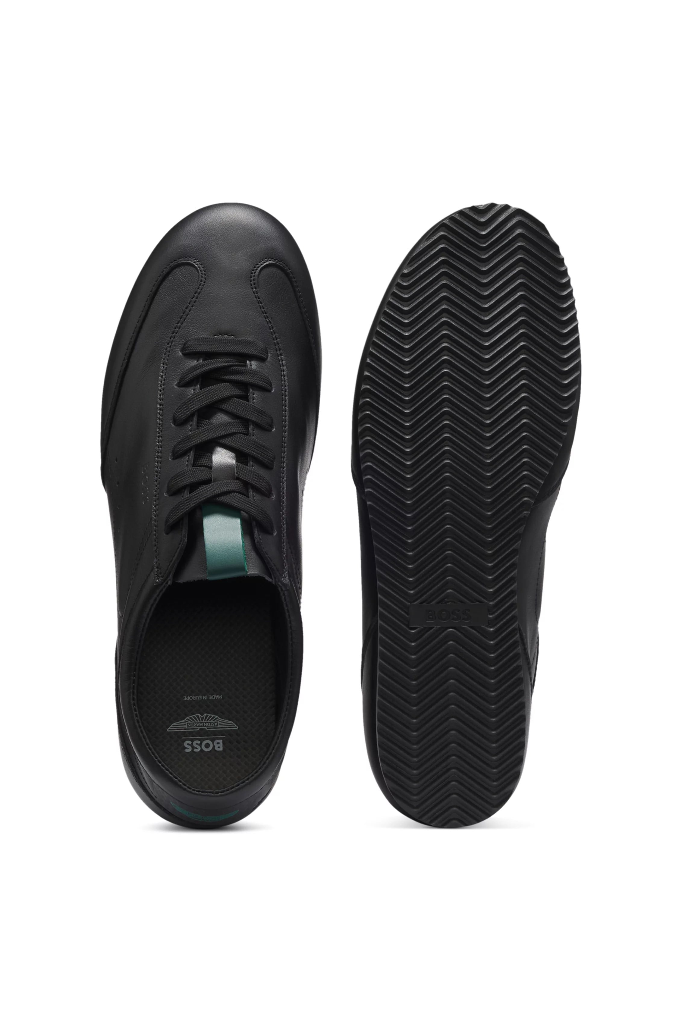 BOSS  BOSS Erkek Karbon Fiber Detaylı Rahat Tabanlı Hakiki Deri Siyah Sneaker 50570018-003