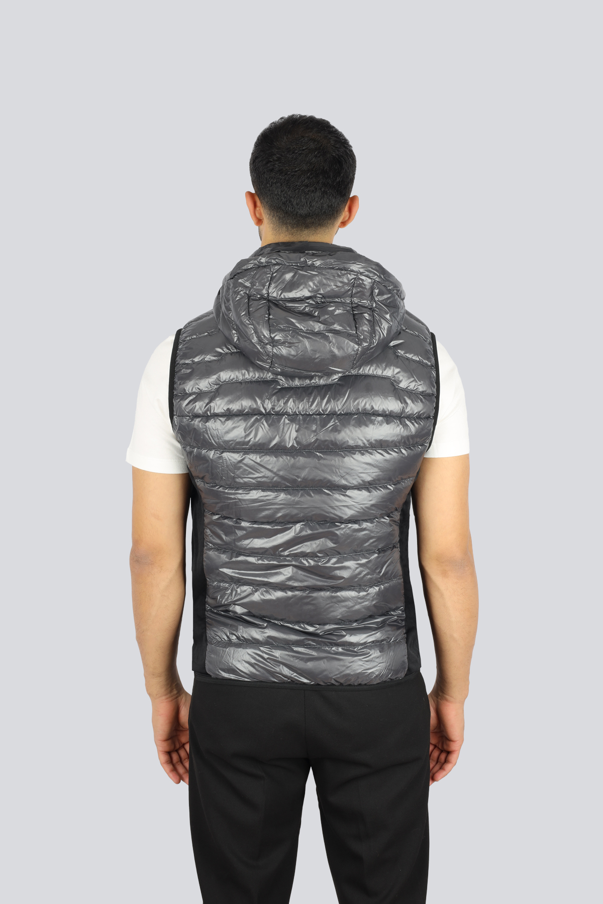 BOSS  BOSS Erkek Kaz Tüyü Dolgulu Normal Kalıp Kapüşonlu Yaka Parlak Dış Yüzeyli Gri Yelek 50541303-027