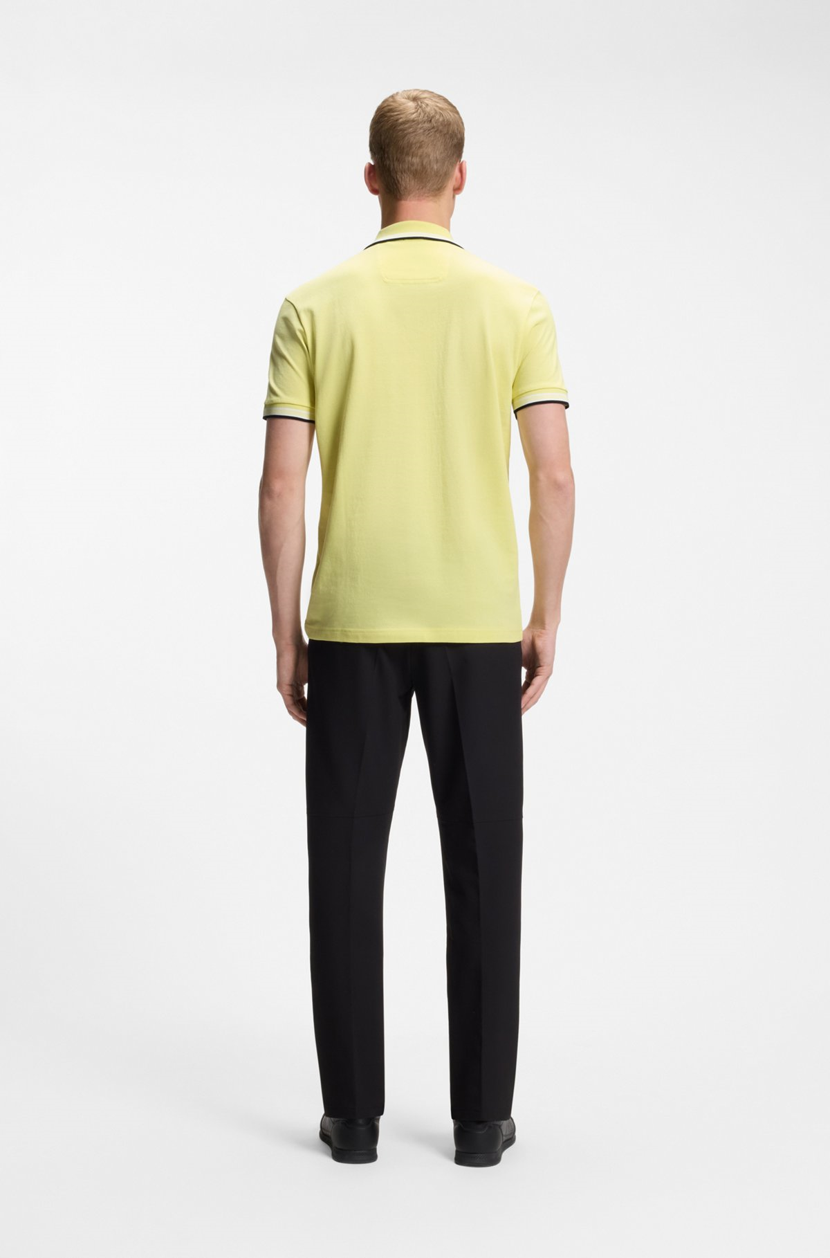 BOSS  BOSS Erkek Kısa Kol  Polo Yaka Yaka Ve Kol Uçları Renkli Şerit Kapama Sarı Polo Yaka T-Shirt 50469055-758
