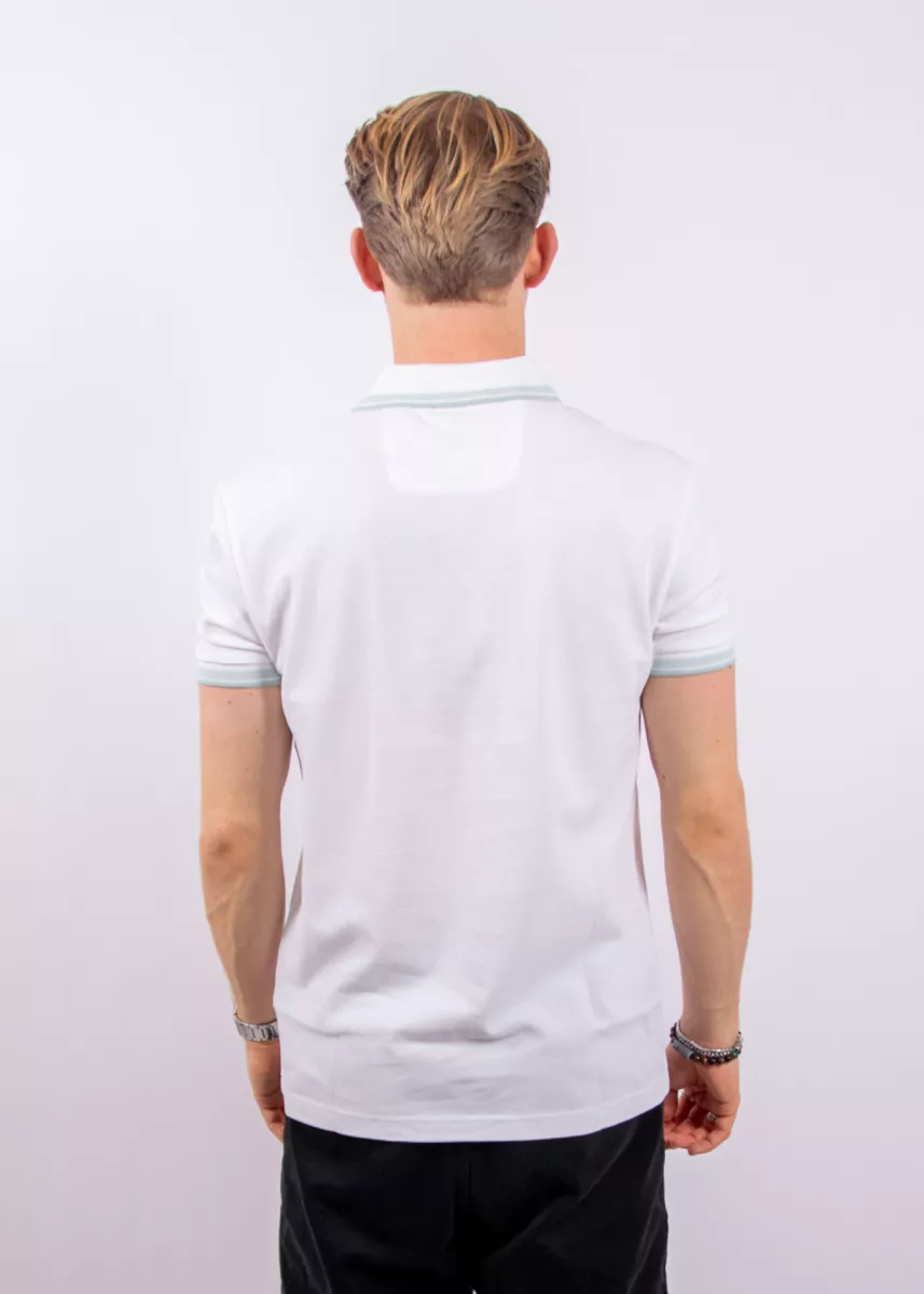 BOSS  BOSS Erkek Kısa Kol  Polo Yaka Yaka Ve Kol Uçları Renkli Şerit Kapama Beyaz1 Polo Yaka T-Shirt 50469055-114
