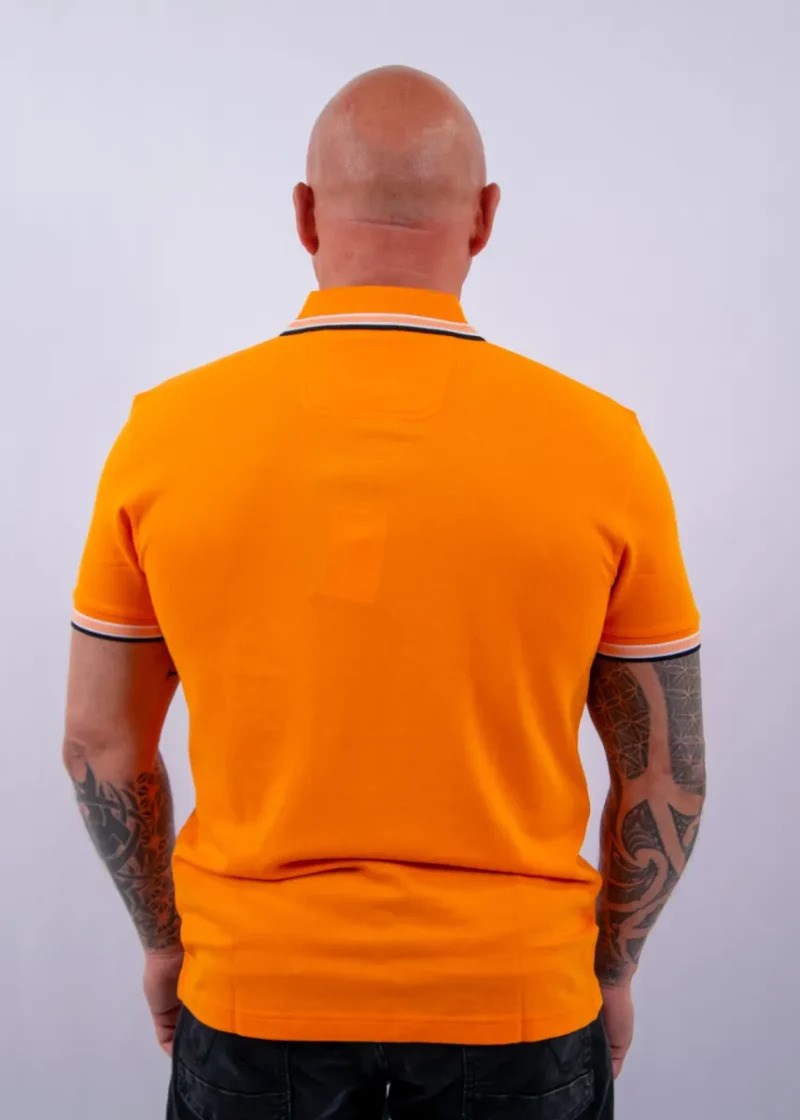 BOSS  BOSS Erkek Kısa Kol  Polo Yaka Yaka Ve Kol Uçları Renkli Şerit Kapama Turuncu Polo Yaka T-Shirt 50469055-822
