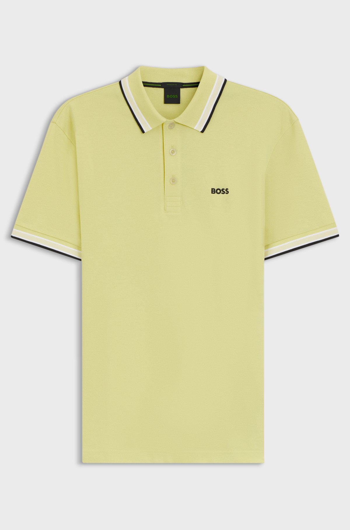 BOSS  BOSS Erkek Kısa Kol  Polo Yaka Yaka Ve Kol Uçları Renkli Şerit Kapama Sarı Polo Yaka T-Shirt 50469055-758