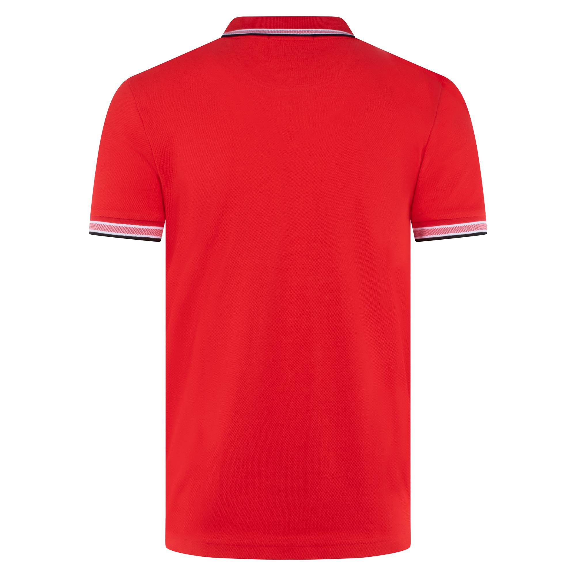 BOSS  BOSS Erkek Kısa Kol  Polo Yaka Yaka Ve Kol Uçları Renkli Şerit Kapama Kırmızı Polo Yaka T-Shirt 50469055-644