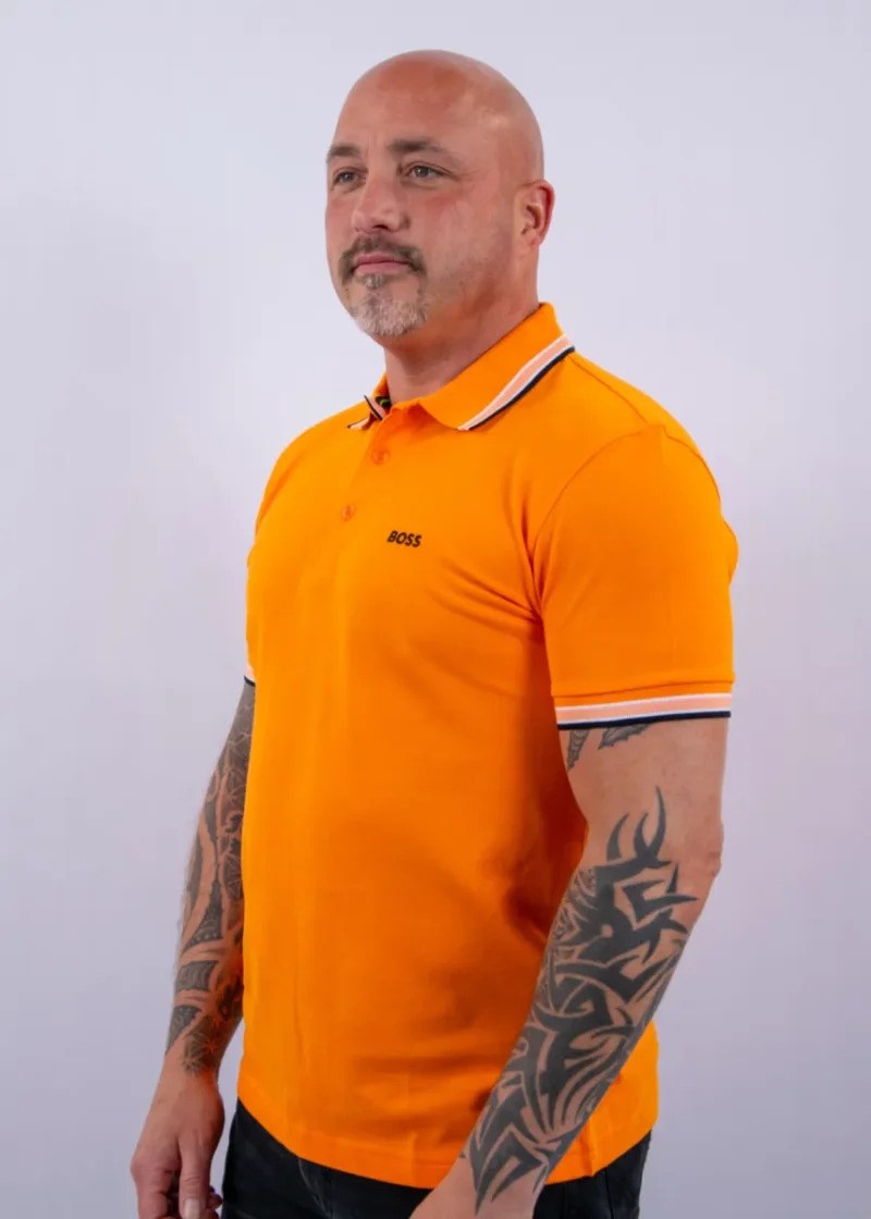 BOSS  BOSS Erkek Kısa Kol  Polo Yaka Yaka Ve Kol Uçları Renkli Şerit Kapama Turuncu Polo Yaka T-Shirt 50469055-822