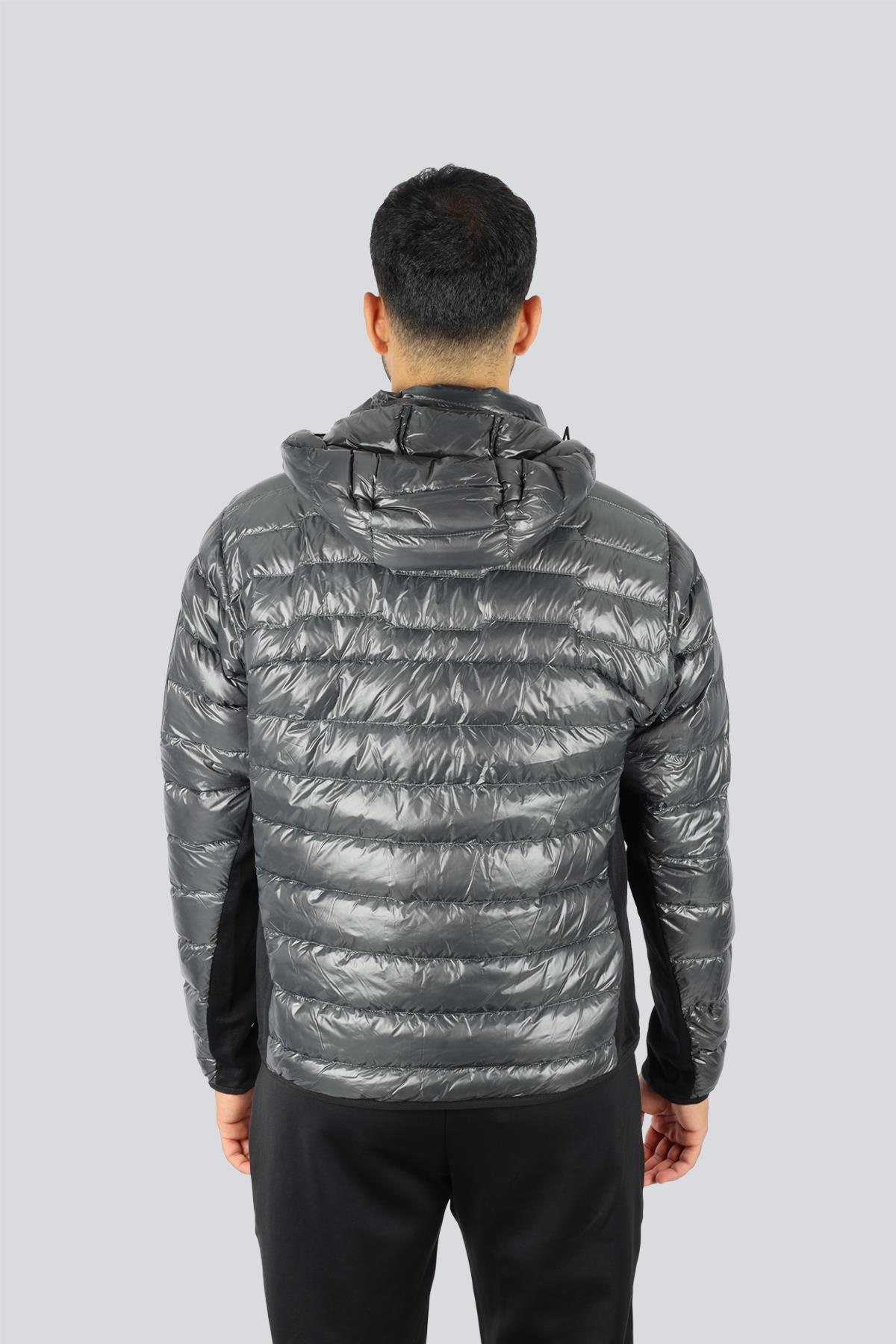 BOSS  BOSS Erkek Kuş Tüyü Dolgulu Kapüşonlu Uzun Kollu Gri Mont 50541299-027