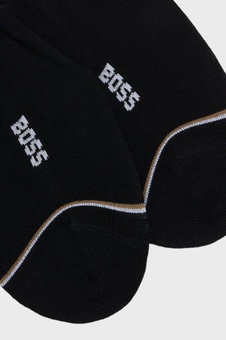 BOSS BOSS Erkek Logo Desenli Düşük Bilekli 2'li Paket Siyah Çorap 50522704-001