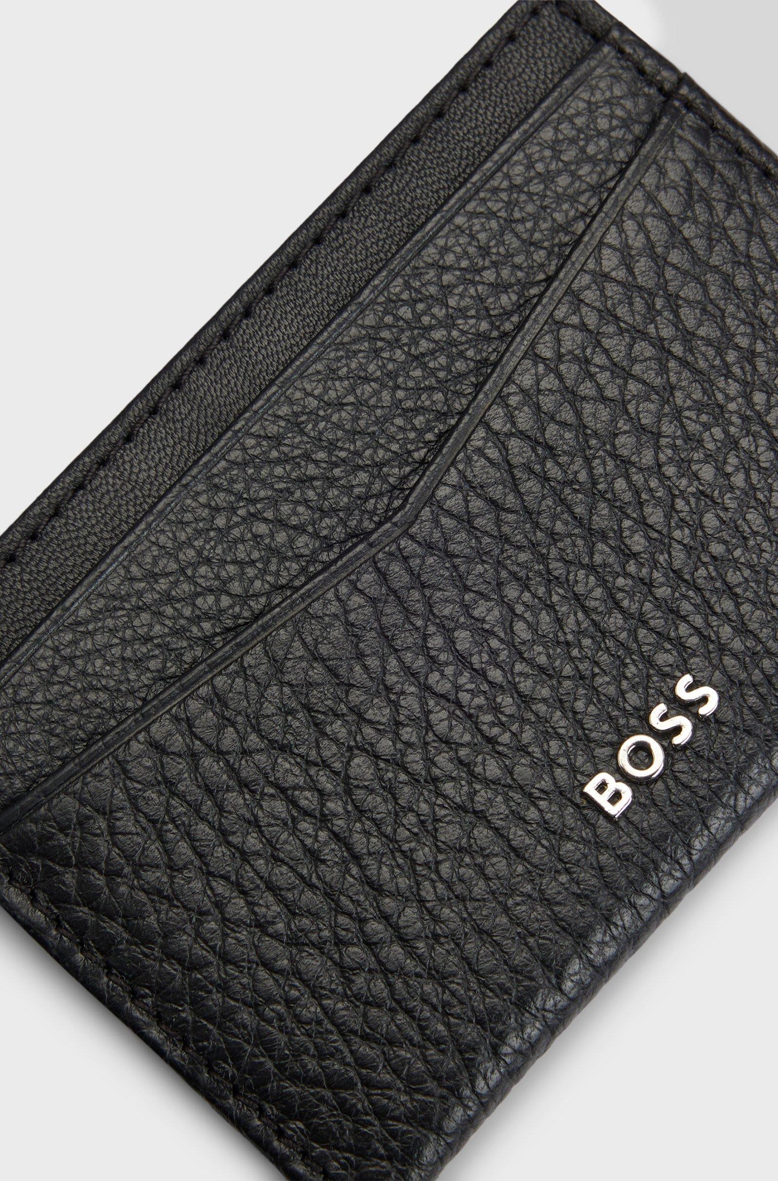 BOSS BOSS Erkek Logo Kabartmalı 4 Kart Bölmeli Deri Bej Kartlık 50529515-376