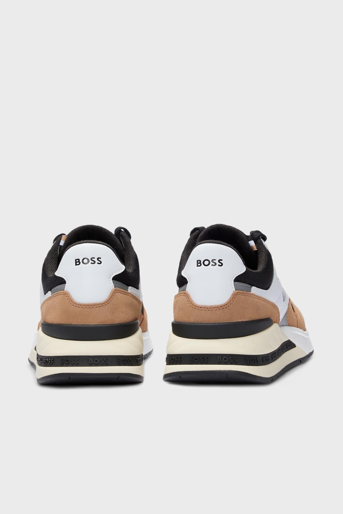 BOSS BOSS Erkek Logolu Bağcıklı Günlük Kullanım Kahverengi/Beyaz Sneaker 50493214-241
