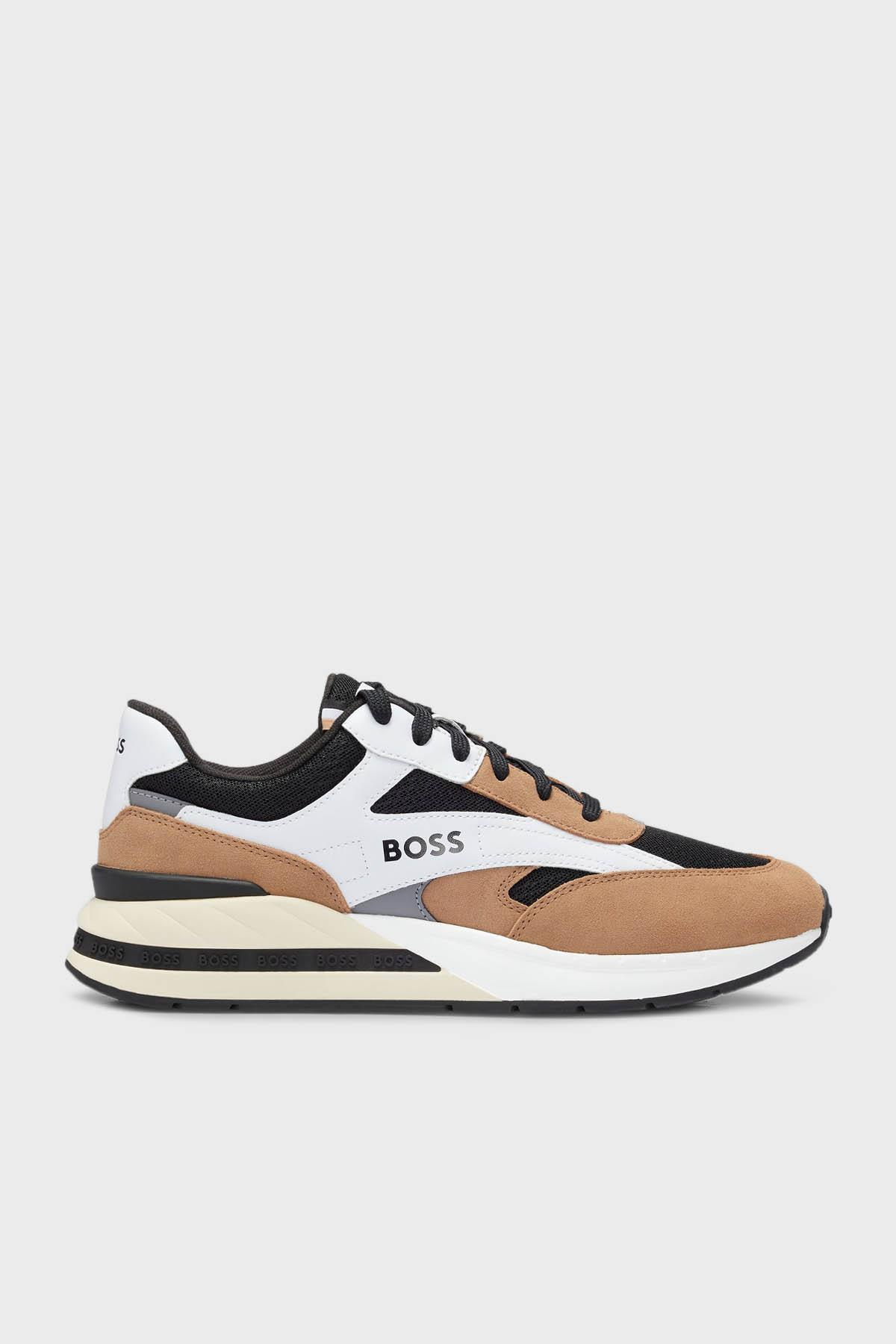 BOSS BOSS Erkek Logolu Bağcıklı Günlük Kullanım Kahverengi/Beyaz Sneaker 50493214-241