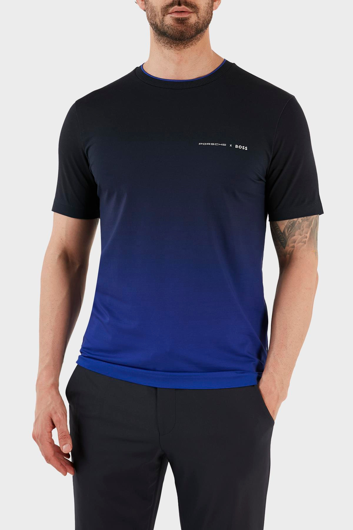 BOSS BOSS Erkek Logolu Basic Regular Fit Kısa Kollu Mavi T-Shirt 50486234-433