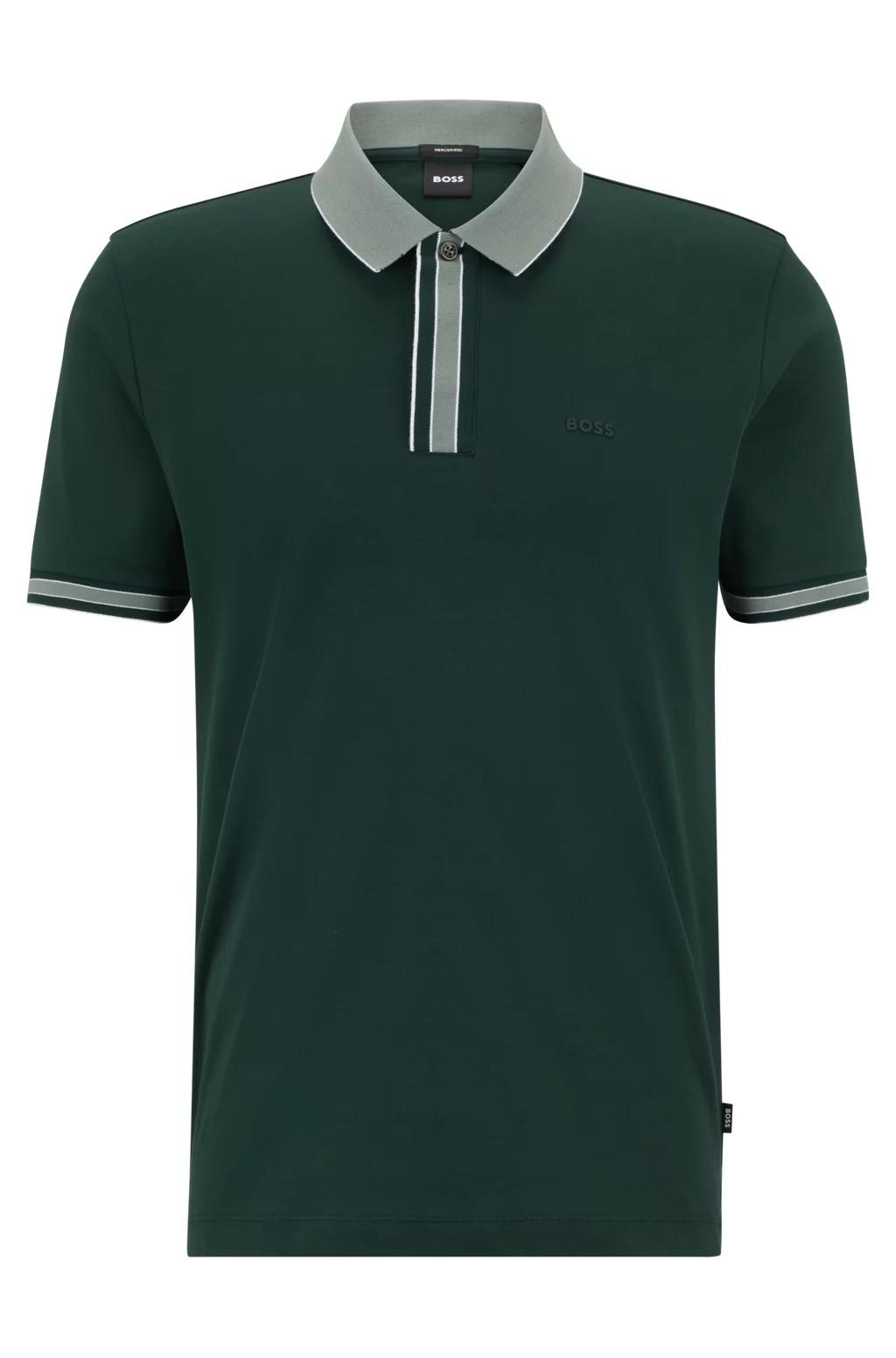 BOSS BOSS Erkek Logolu Basic Regular Fit Kısa Kollu Yeşil Polo Yaka T-Shirt 50486186-350