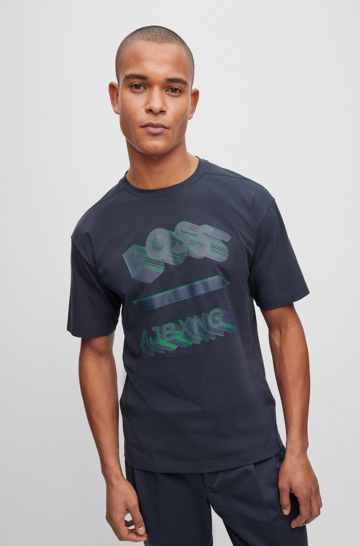 BOSS BOSS Erkek Logolu Basic Regular Fit Kısa Kollu Lacivert T-Shirt 50488834-402