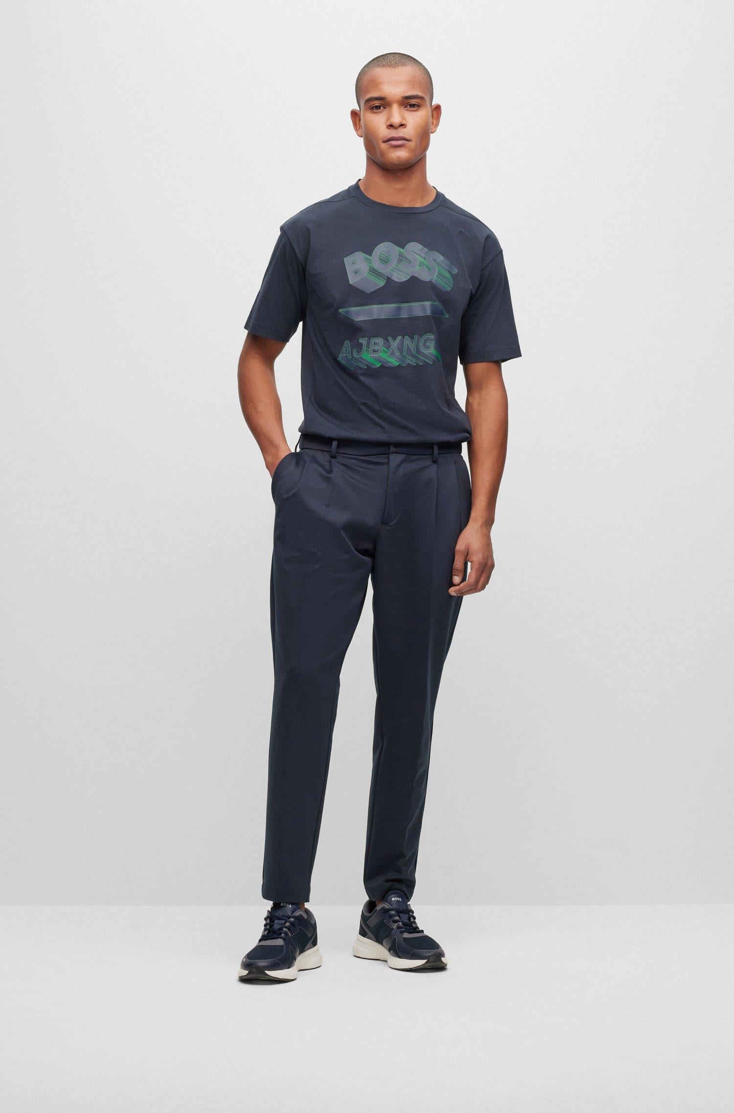 BOSS BOSS Erkek Logolu Basic Regular Fit Kısa Kollu Lacivert T-Shirt 50488834-402