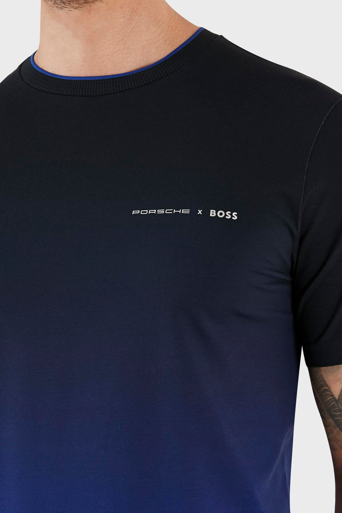 BOSS BOSS Erkek Logolu Basic Regular Fit Kısa Kollu Mavi T-Shirt 50486234-433