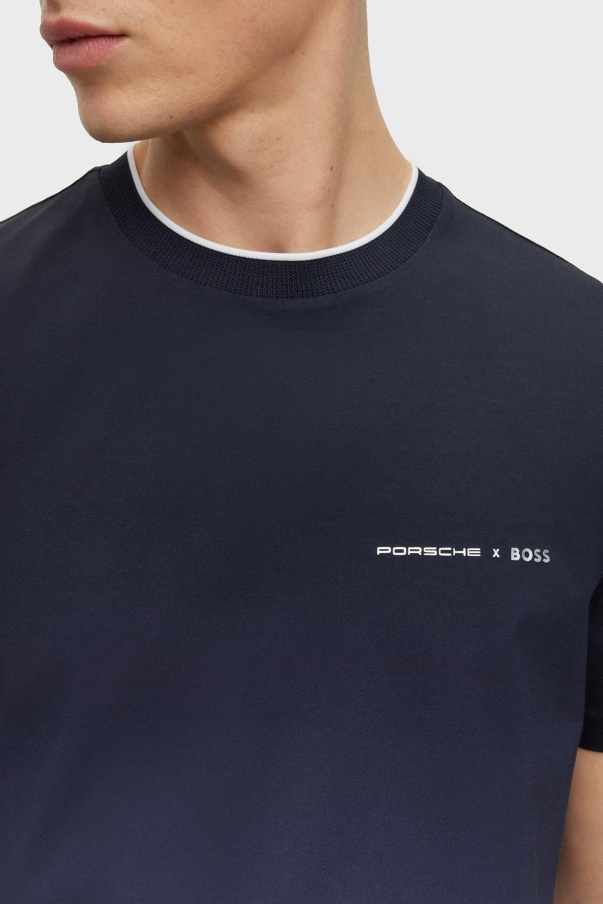 BOSS BOSS Erkek Logolu Basic Regular Fit Kısa Kollu Lacivert T-Shirt 50486234-404