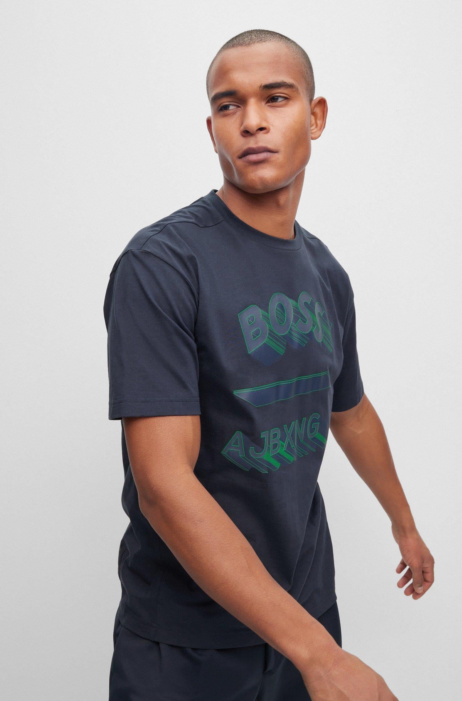 BOSS BOSS Erkek Logolu Basic Regular Fit Kısa Kollu Lacivert T-Shirt 50488834-402