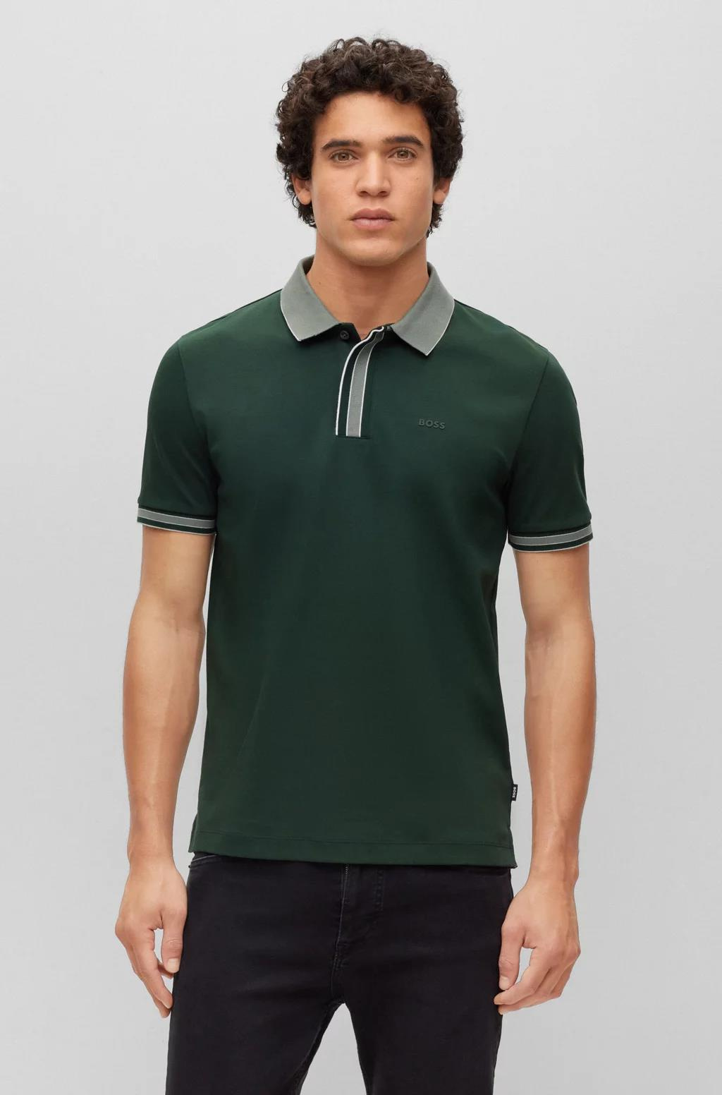 BOSS BOSS Erkek Logolu Basic Regular Fit Kısa Kollu Yeşil Polo Yaka T-Shirt 50486186-350