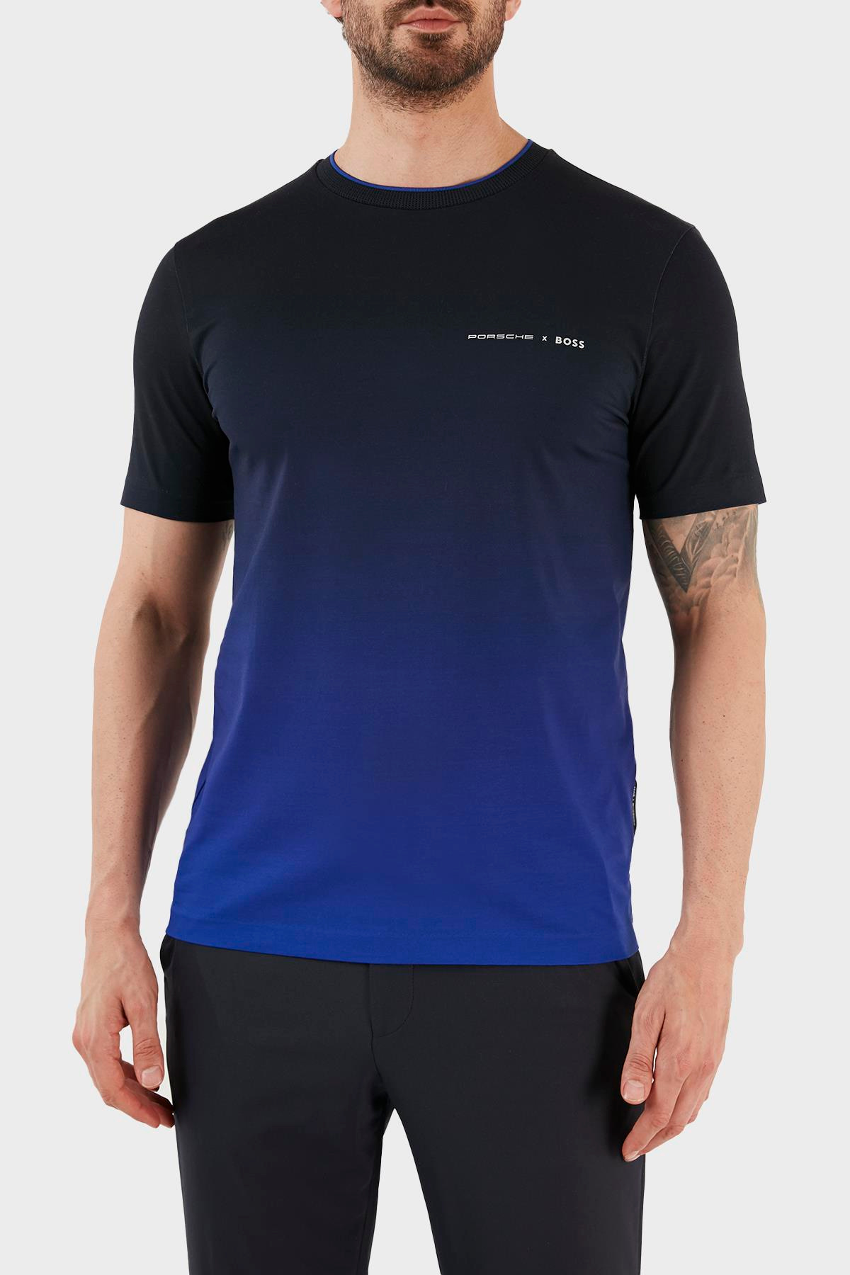 BOSS BOSS Erkek Logolu Basic Regular Fit Kısa Kollu Mavi T-Shirt 50486234-433