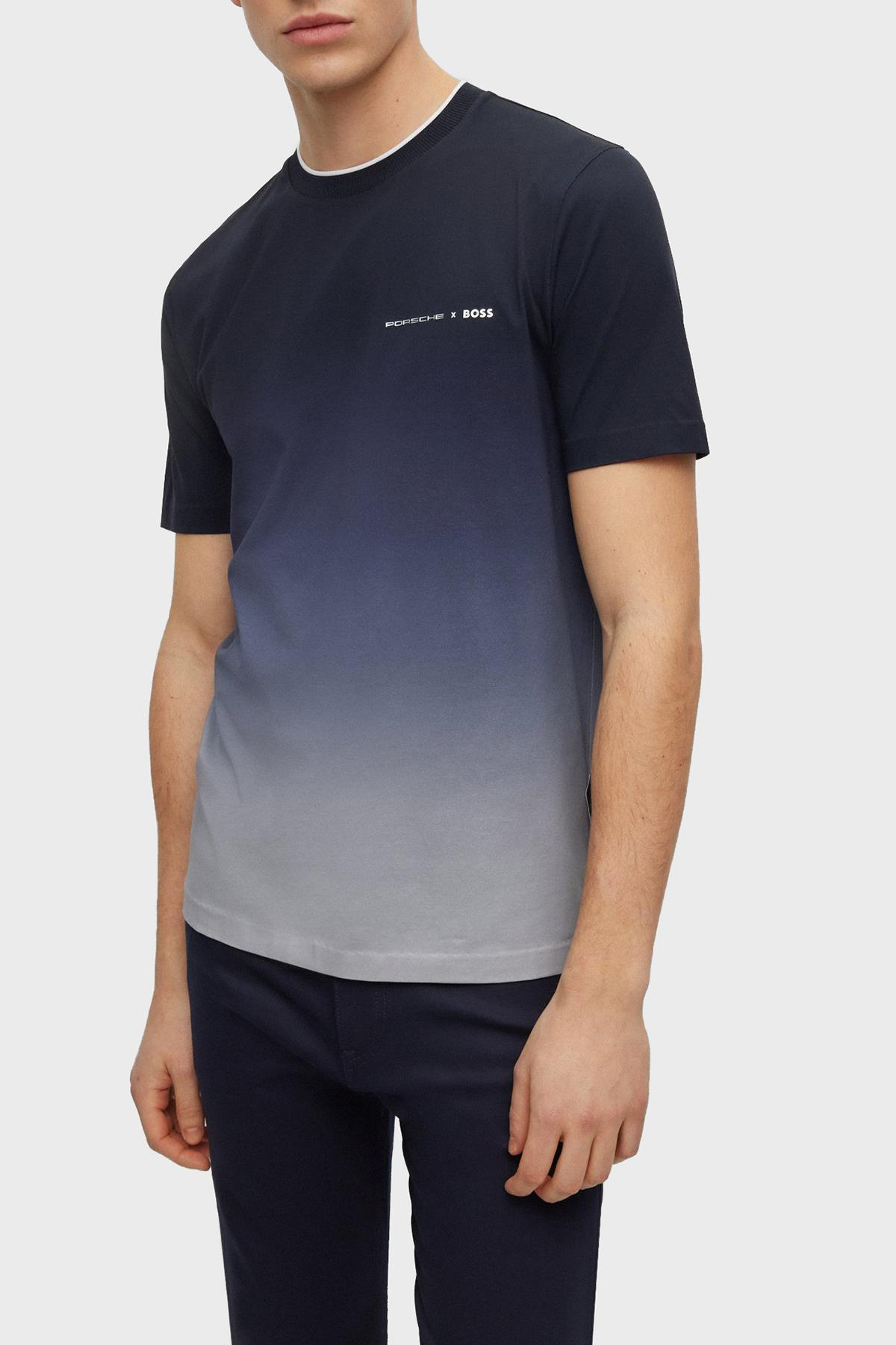 BOSS BOSS Erkek Logolu Basic Regular Fit Kısa Kollu Lacivert T-Shirt 50486234-404