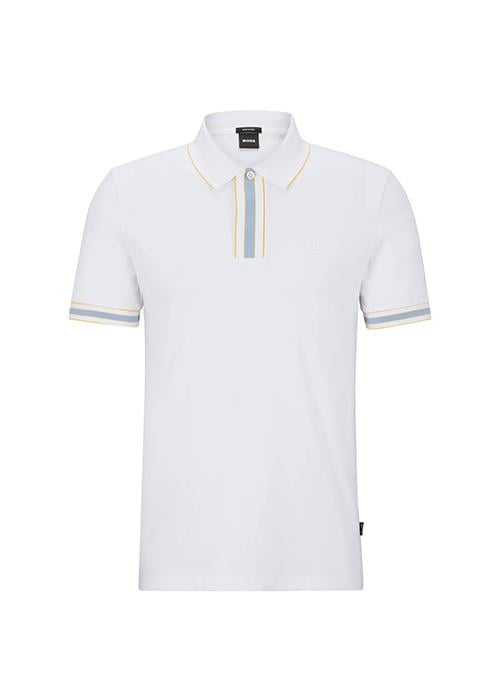 BOSS BOSS Erkek Logolu Basic Regular Fit Kısa Kollu Beyaz Polo Yaka T-Shirt 50486186-100