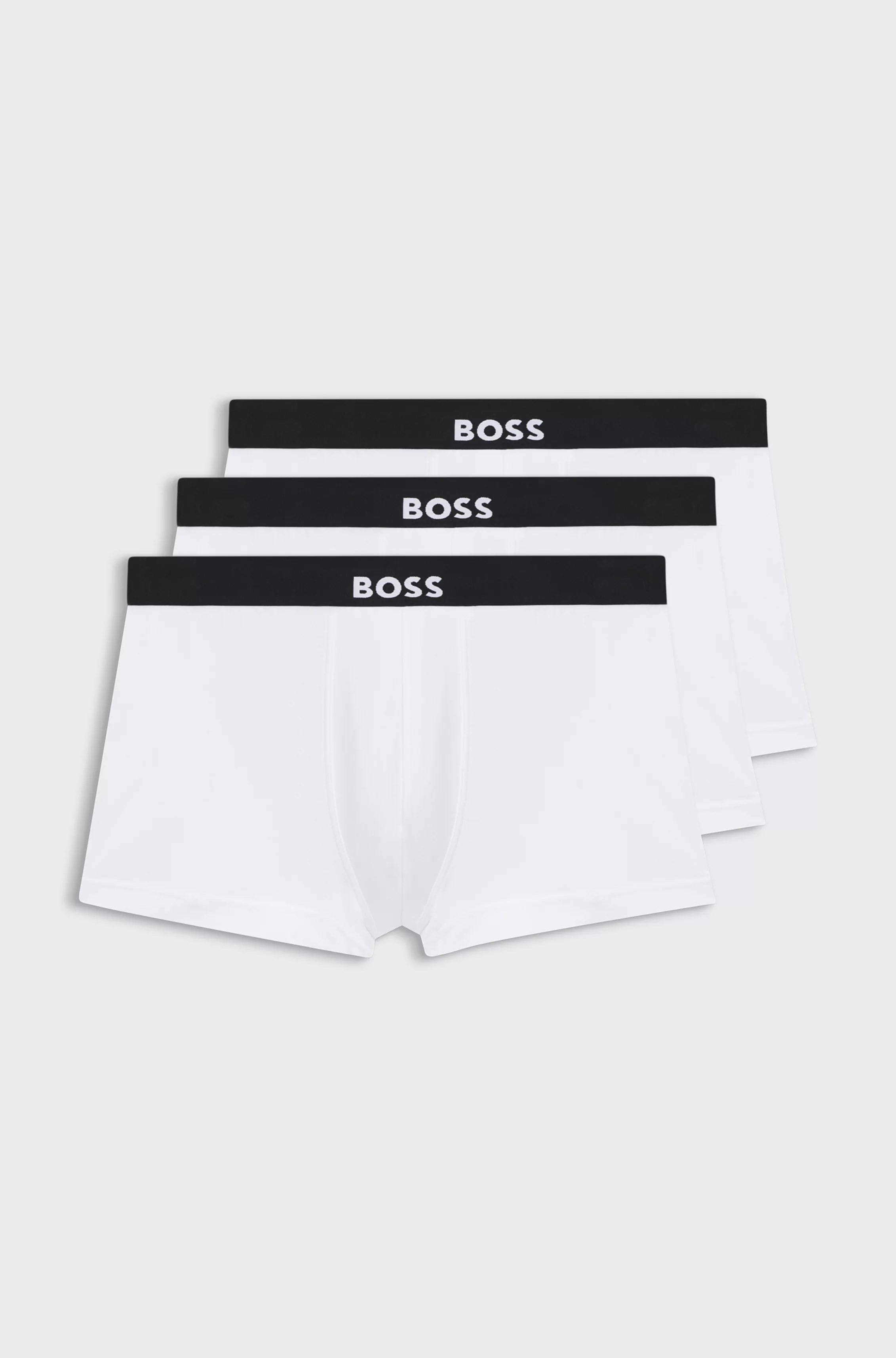 BOSS  BOSS Erkek Logolu Bel Bantlı Organik Pamuk Karışımlı 3'lü Paket Beyaz Boxer 50544263-100
