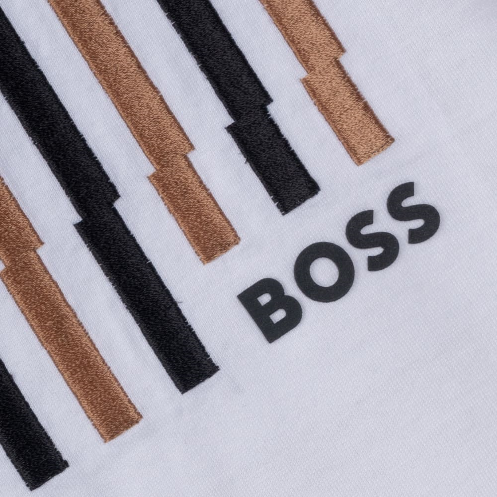 BOSS  BOSS Erkek Logolu Bisiklet Yaka Kısa Kol Standart Beyaz T-Shirt 50560466-100