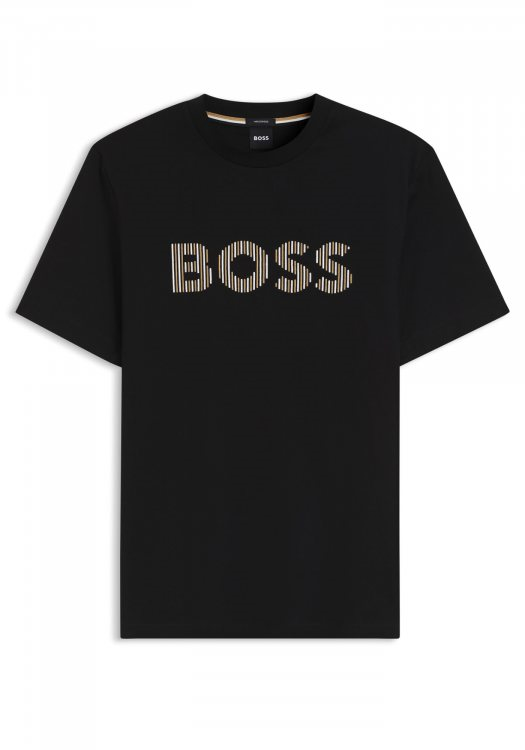 BOSS  BOSS Erkek Logolu Bisiklet Yaka Kısa Kol Standart Siyah T-Shirt 50560466-002