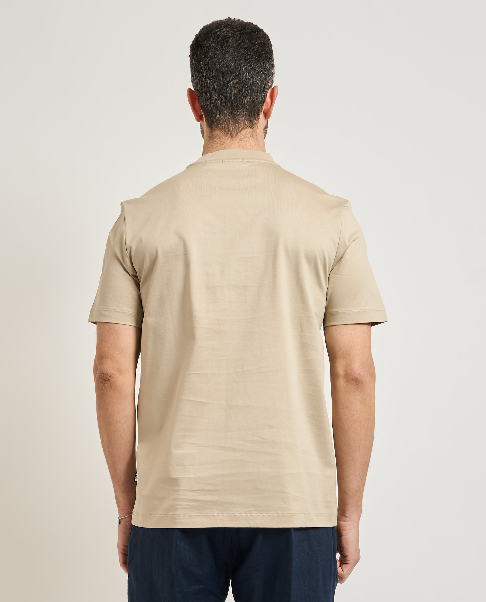 BOSS  BOSS Erkek Logolu Bisiklet Yaka Kısa Kol Standart Bej T-Shirt 50560466-286