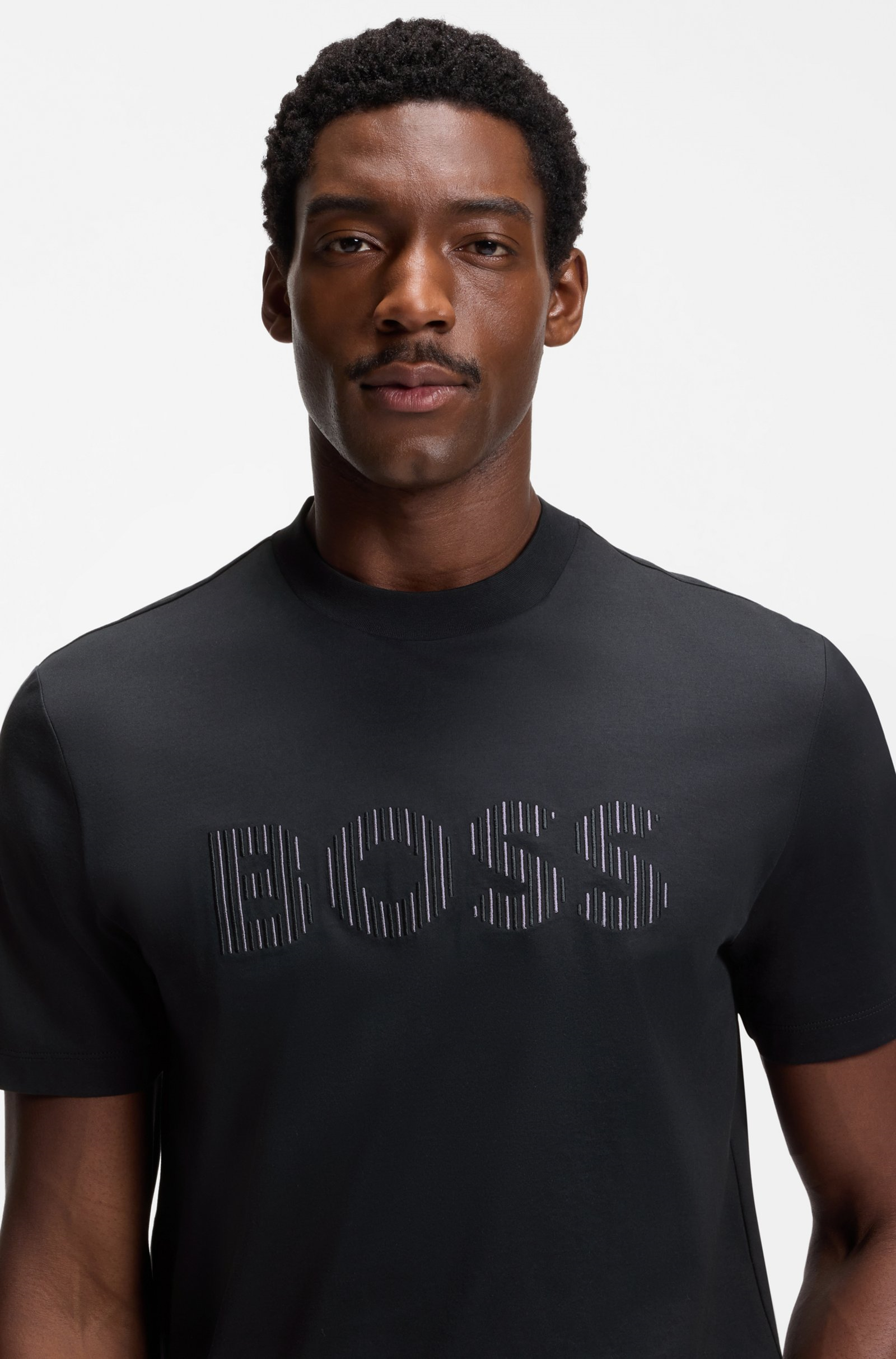BOSS  BOSS Erkek Logolu Bisiklet Yaka Kısa Kol Standart Lacivert T-Shirt 50560466-404