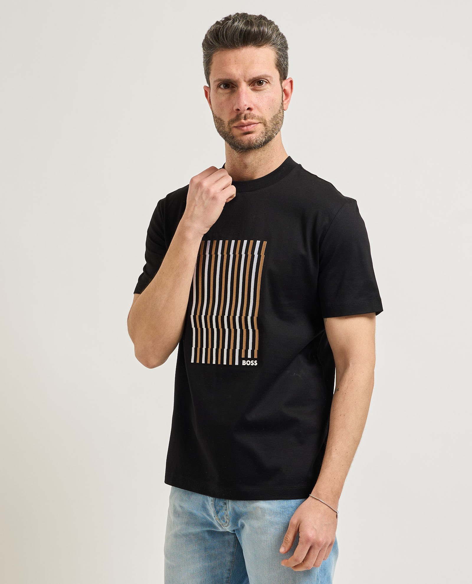 BOSS  BOSS Erkek Logolu Bisiklet Yaka Kısa Kol Standart Siyah1 T-Shirt 50560466-001