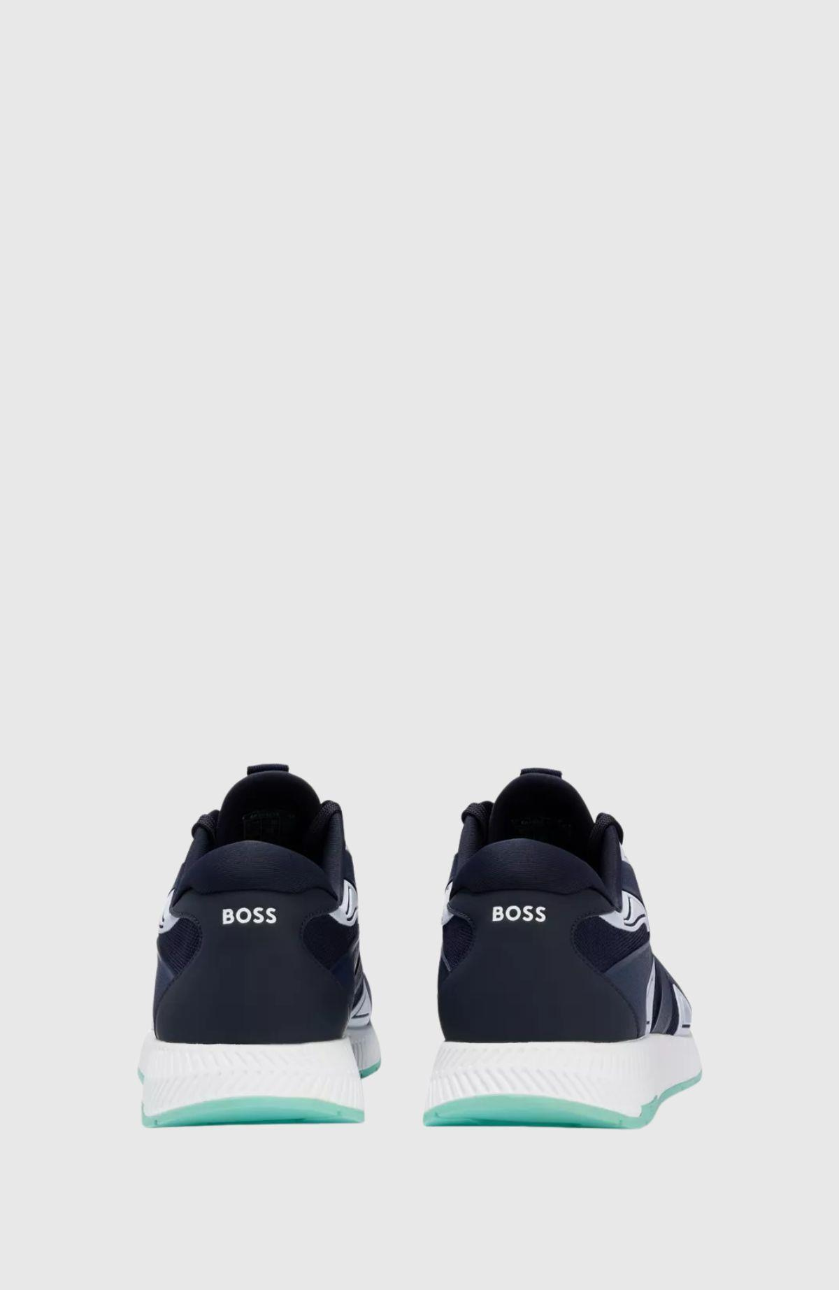 BOSS BOSS Erkek Logolu Normal Kalıp Bağcıklı Günlük Mavi2 Sneaker 50493215-460