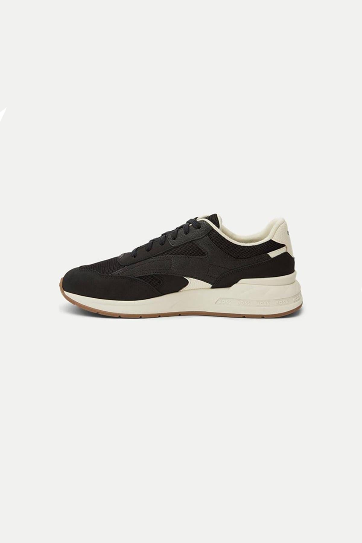BOSS BOSS Erkek Logolu Normal Kalıp Bağcıklı Günlük Siyah Sneaker 50498902-001