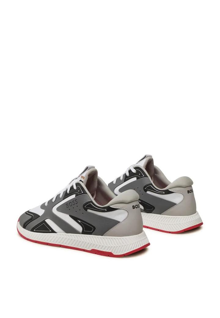 BOSS BOSS Erkek Logolu Normal Kalıp Bağcıklı Günlük Gri Sneaker 50493215-016