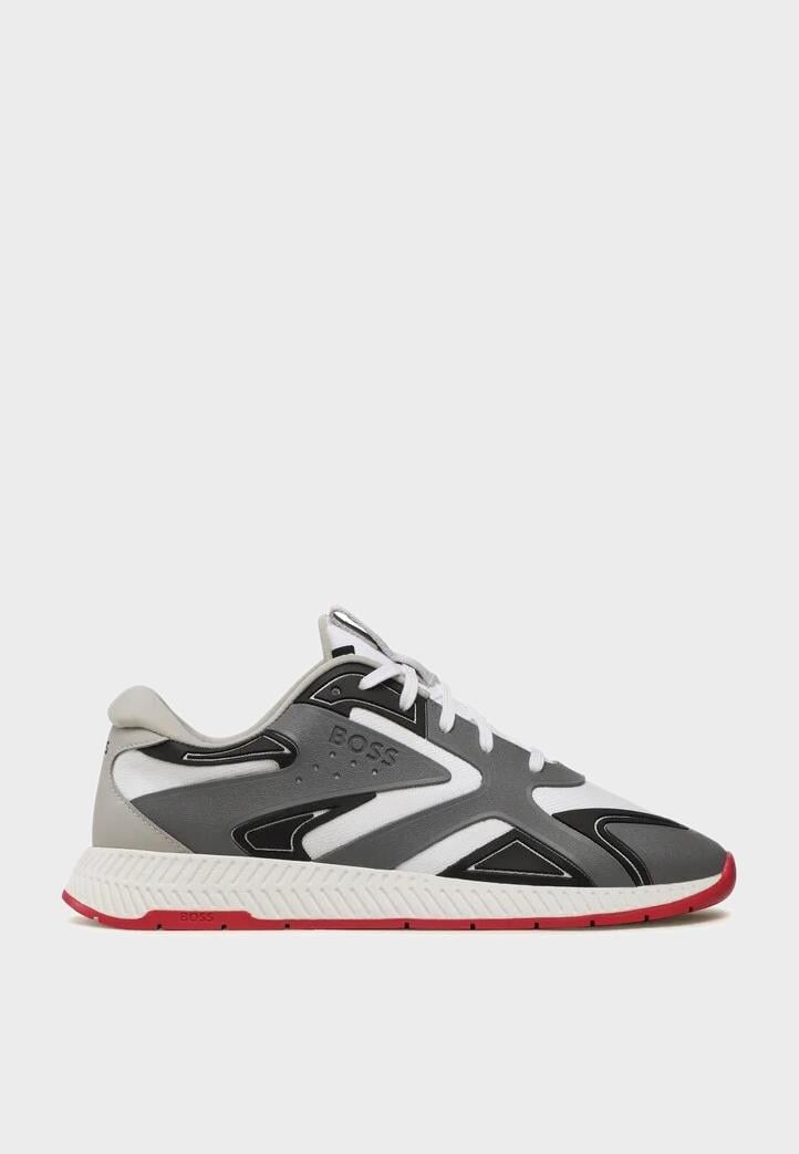 BOSS BOSS Erkek Logolu Normal Kalıp Bağcıklı Günlük Gri Sneaker 50493215-016