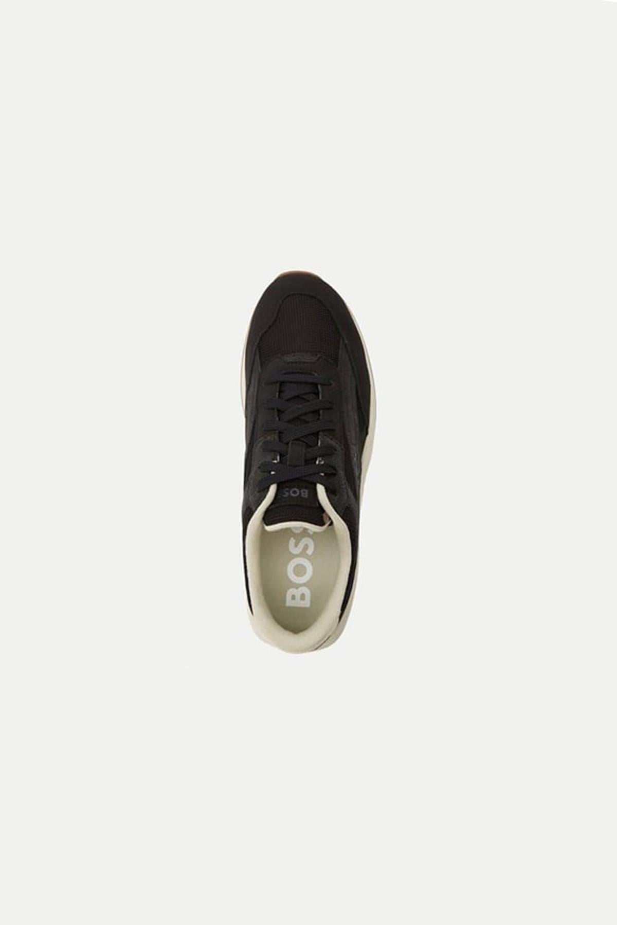 BOSS BOSS Erkek Logolu Normal Kalıp Bağcıklı Günlük Siyah Sneaker 50498902-001