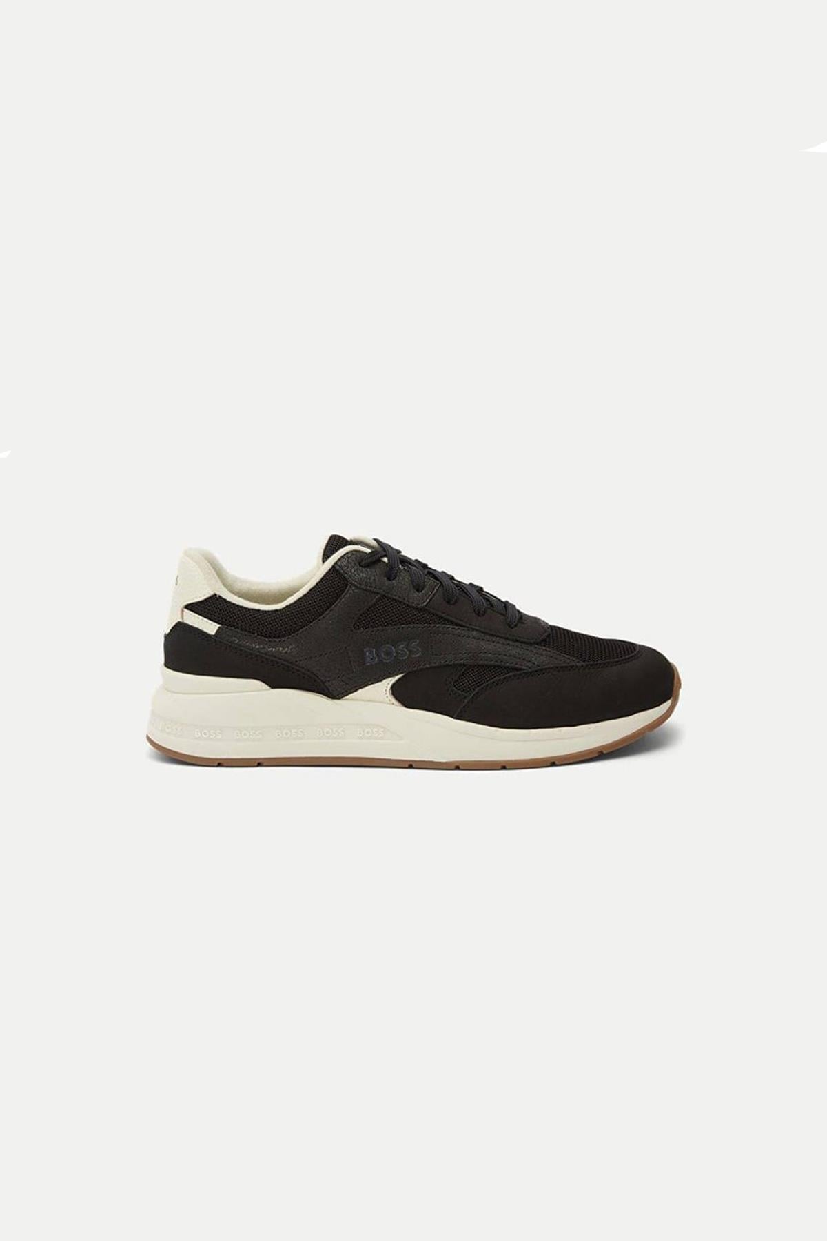 BOSS BOSS Erkek Logolu Normal Kalıp Bağcıklı Günlük Siyah Sneaker 50498902-001