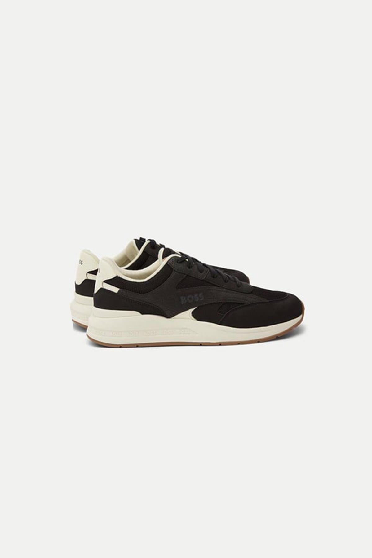 BOSS BOSS Erkek Logolu Normal Kalıp Bağcıklı Günlük Siyah Sneaker 50498902-001