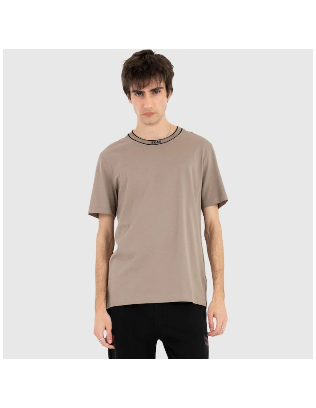 BOSS  BOSS Erkek Logolu Yuvarlak Yakalı %100 Pamuklu Kısa Kollu Kahverengi T-Shirt 50554862-334