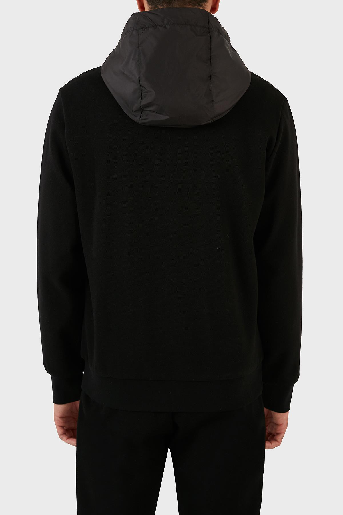 BOSS BOSS Erkek Marka Logo Detaylı Kapşonlu İpli Siyah Sweatshirt 50494631-001