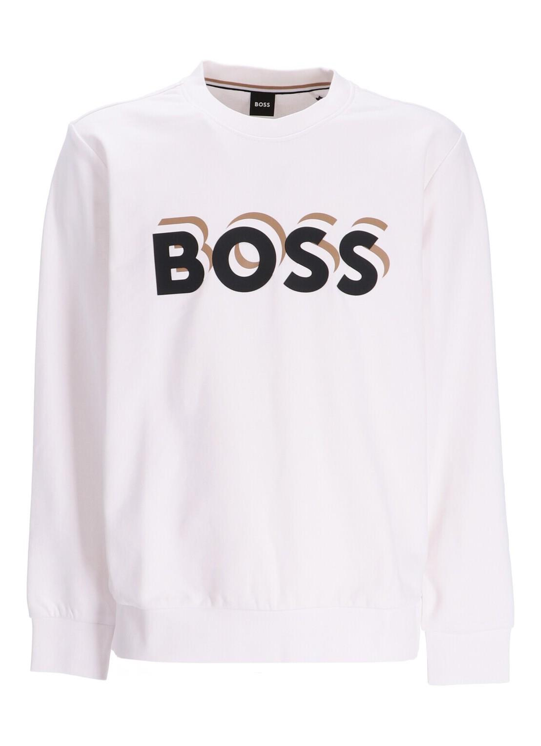 BOSS BOSS Erkek Marka Logo Detaylı Regular Fit Uzun Kollu Beyaz Sweatshirt 50507939-100