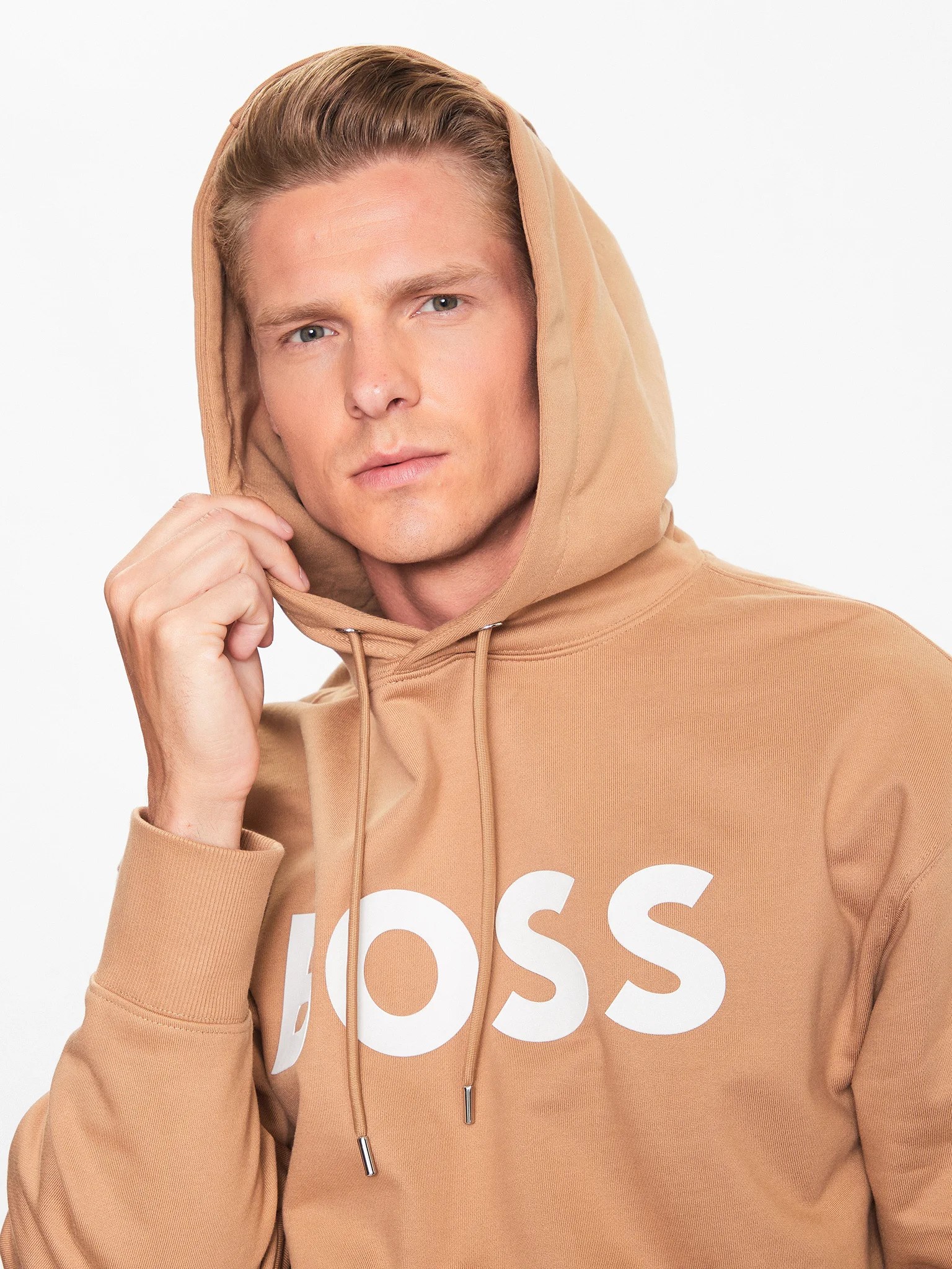 BOSS  BOSS Erkek Marka Logo Detaylı Regular Fit Uzun Kollu Bej Sweatshirt 50496661-260
