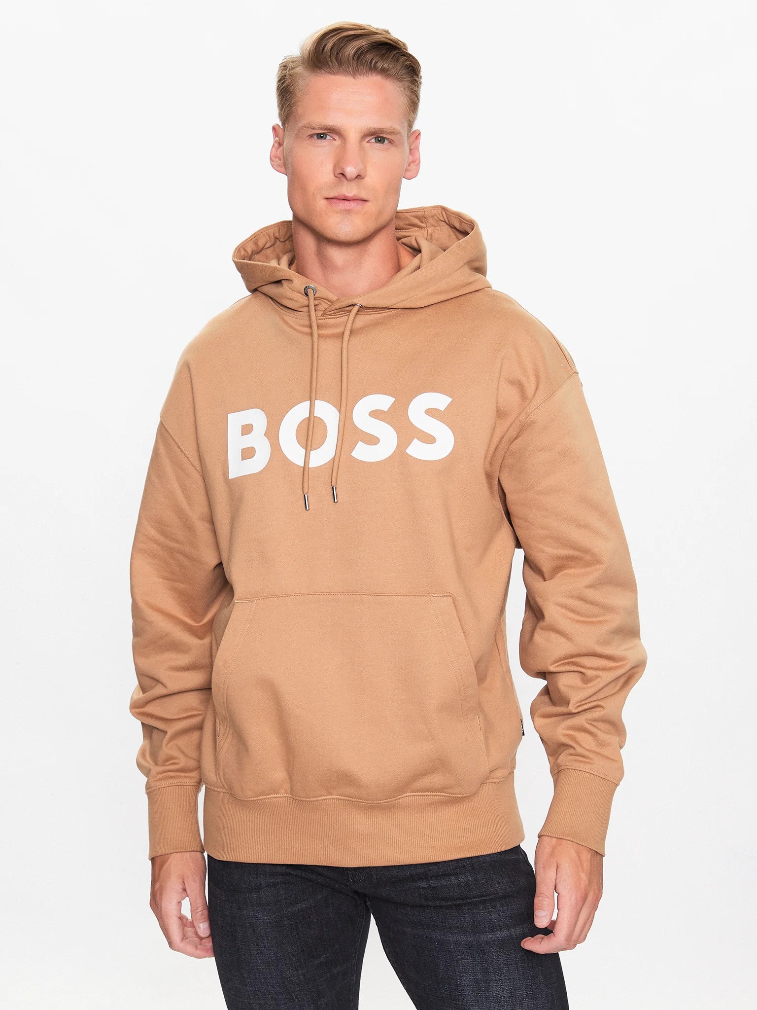BOSS  BOSS Erkek Marka Logo Detaylı Regular Fit Uzun Kollu Bej Sweatshirt 50496661-260
