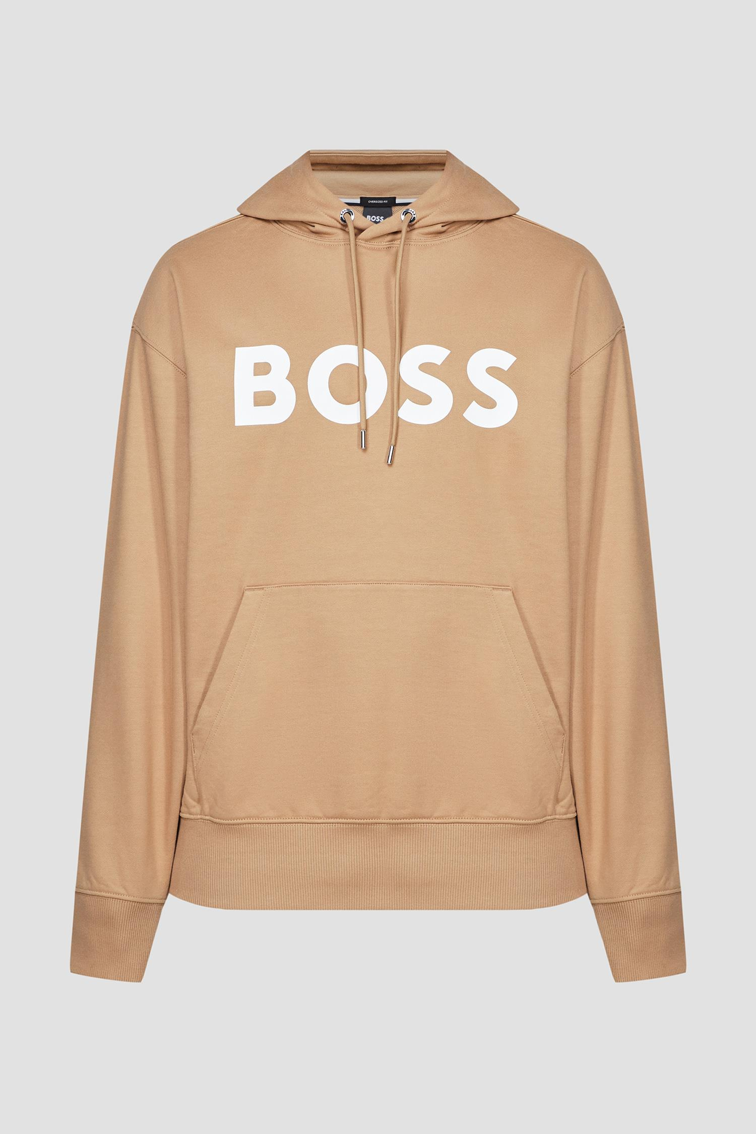 BOSS BOSS Erkek Marka Logo Detaylı Regular Fit Uzun Kollu Bej Sweatshirt 50496661-260
