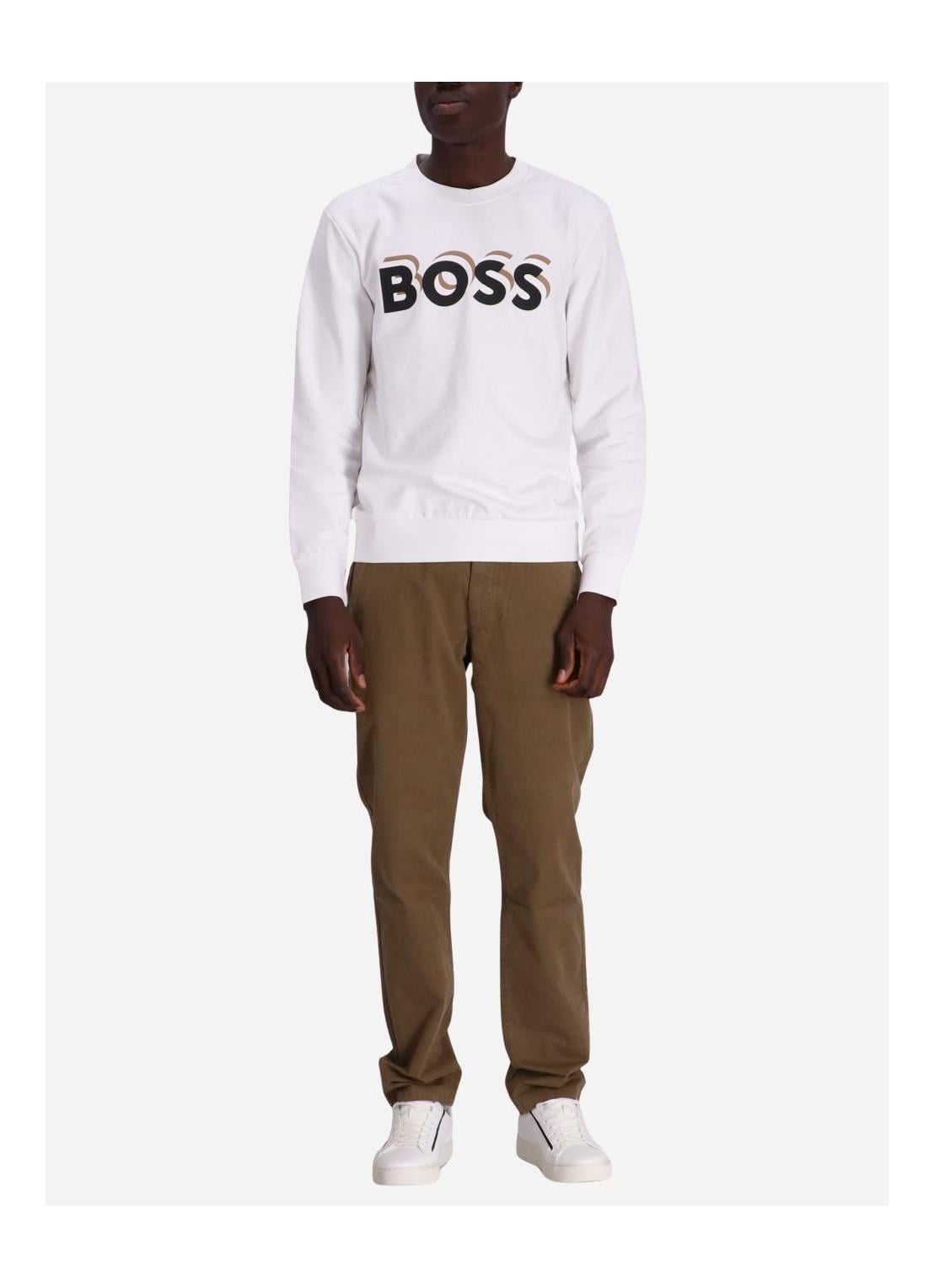 BOSS BOSS Erkek Marka Logo Detaylı Regular Fit Uzun Kollu Beyaz Sweatshirt 50507939-100